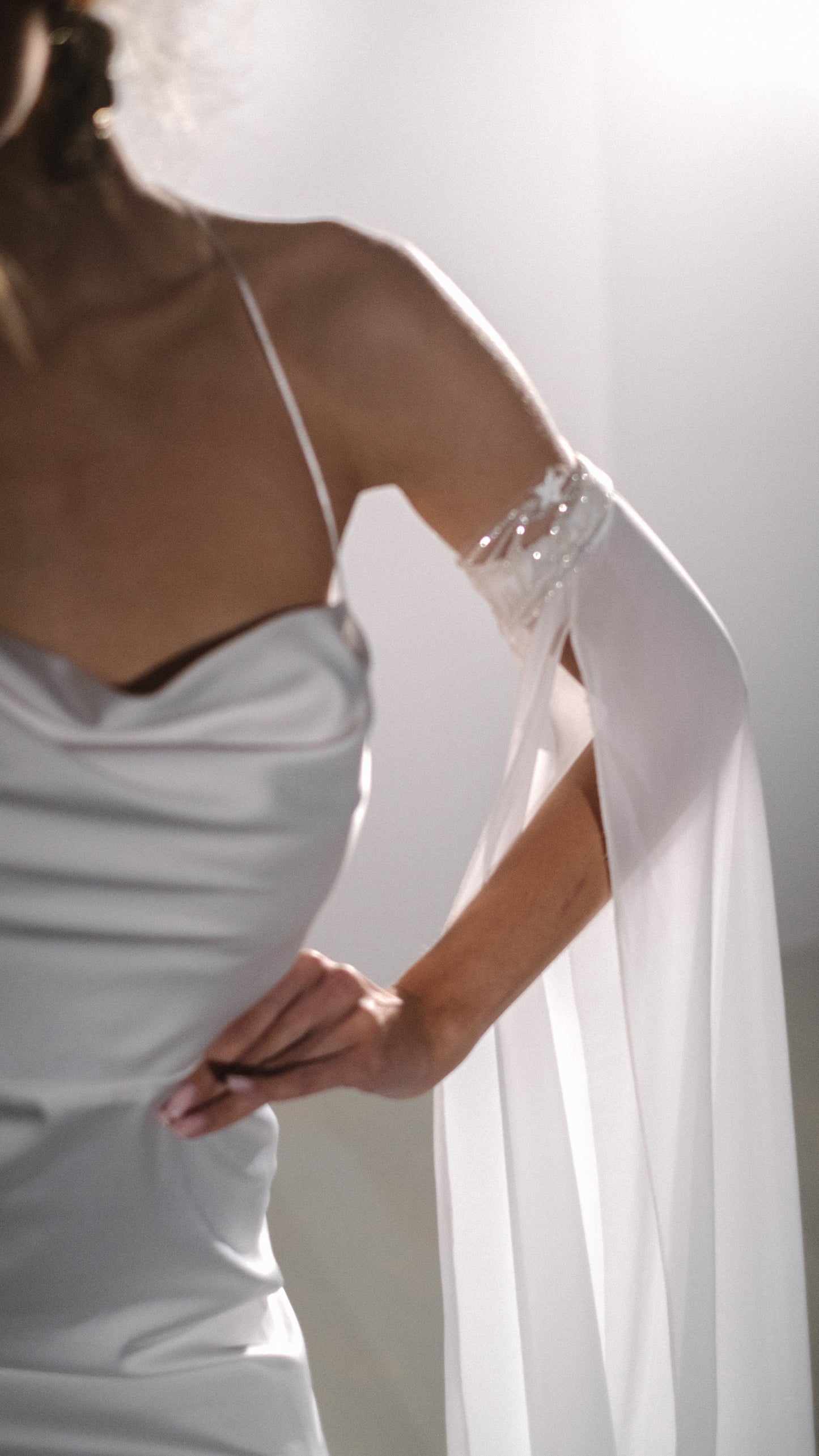 Elegant Ethereal Fairytale Long Sleeve Wedding Dress with Criss Cross Back