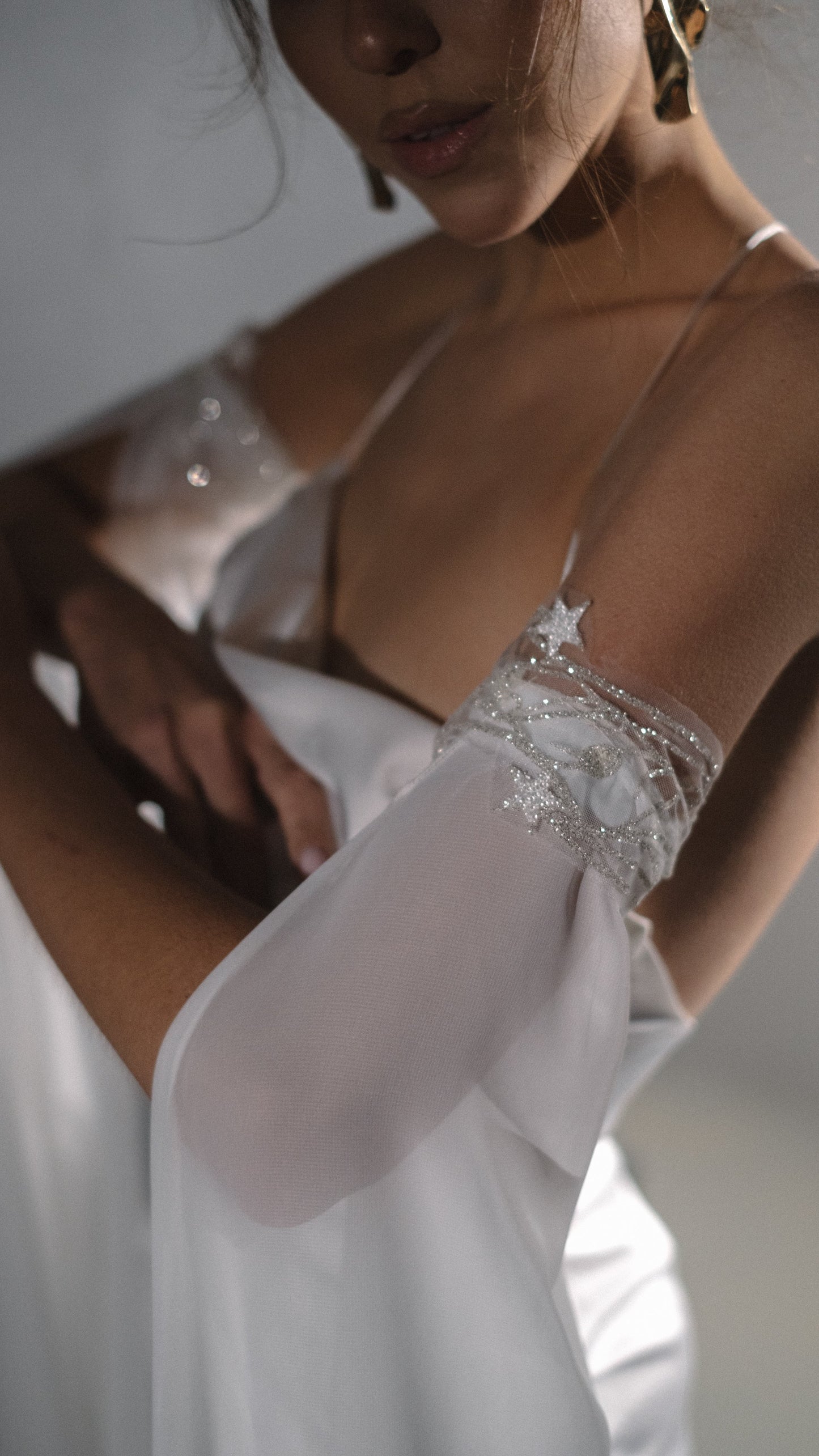 Elegant Ethereal Fairytale Long Sleeve Wedding Dress with Criss Cross Back