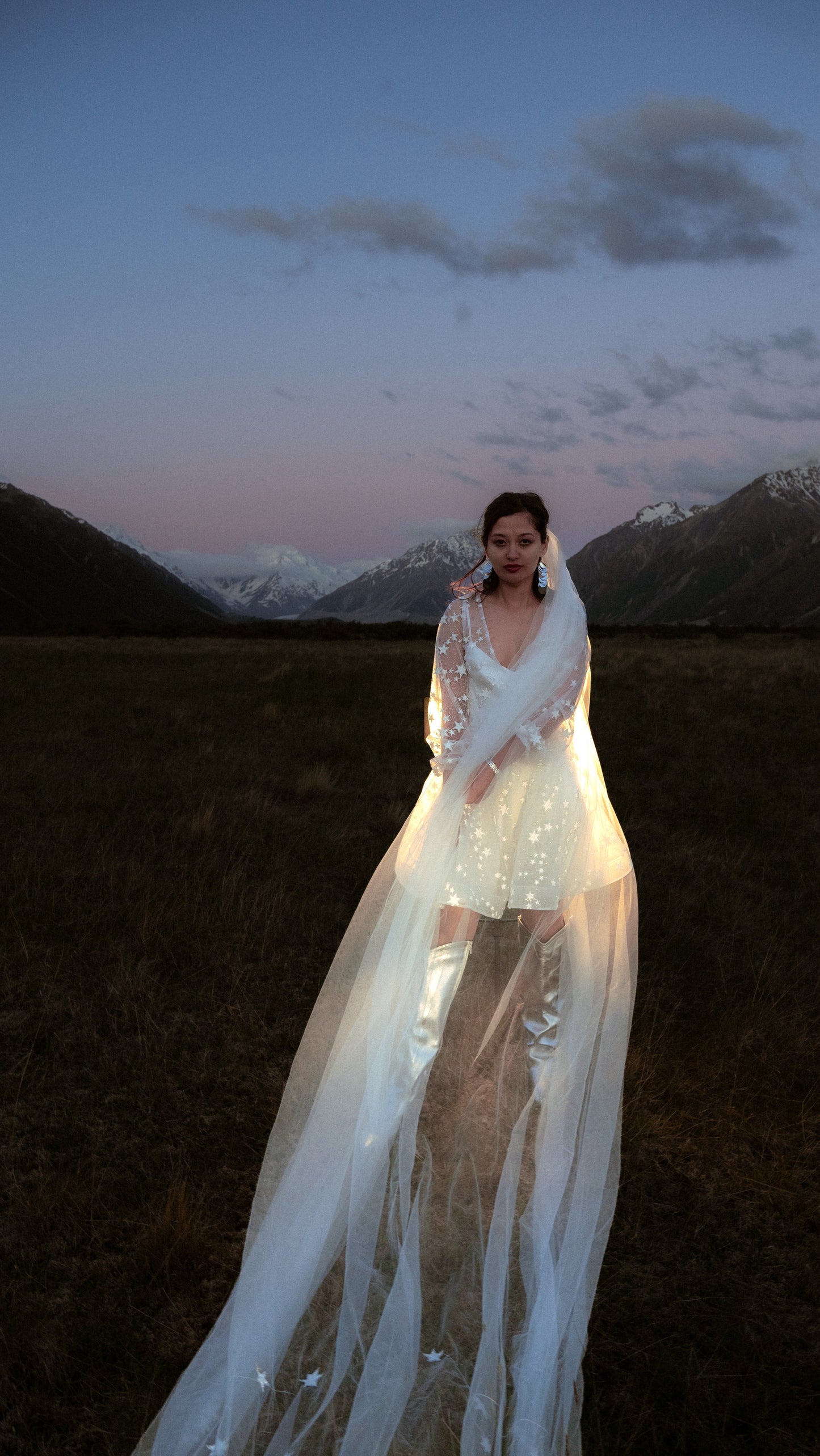 Twilight Bridal Mini Wedding Reception Short Dress with Stars
