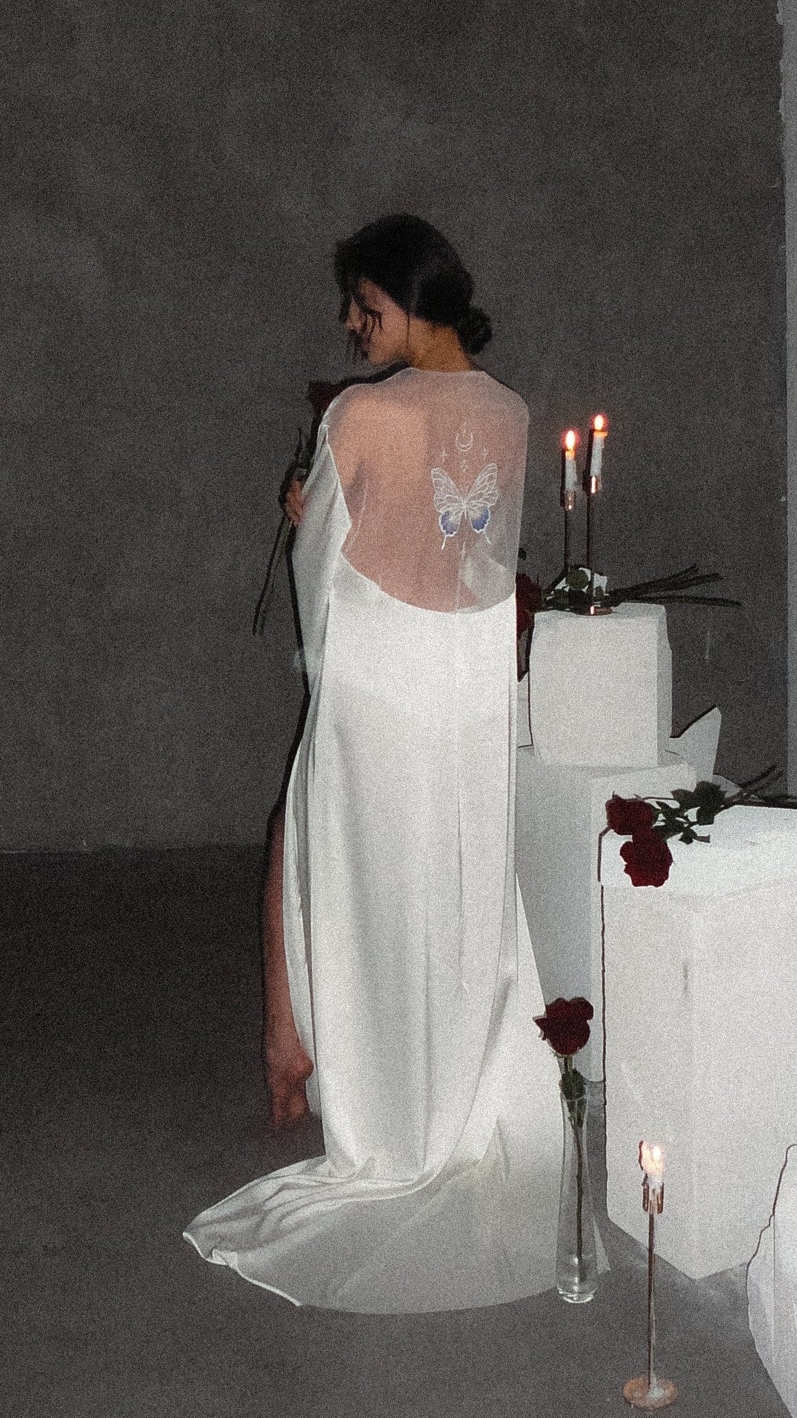 Silk Bridal Robe, Celestial Kimono, Starry Wedding Robe with Butterfly – The Perfect Gift for the Bride