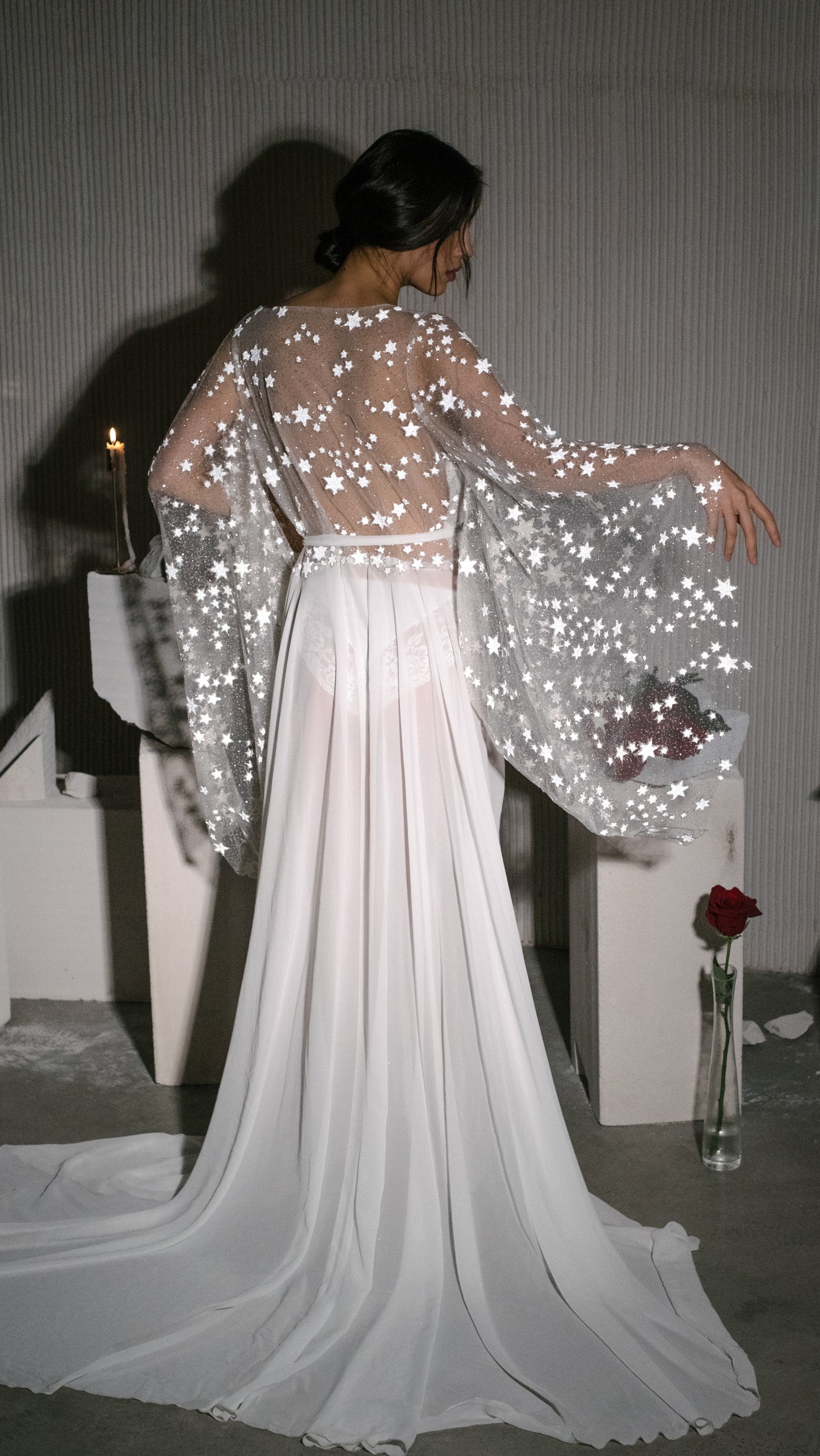 Bridal Robe, Celestial Kimono, Starry Wedding Robe – Perfect Getting Ready Robe for Brides | Bridal Gift