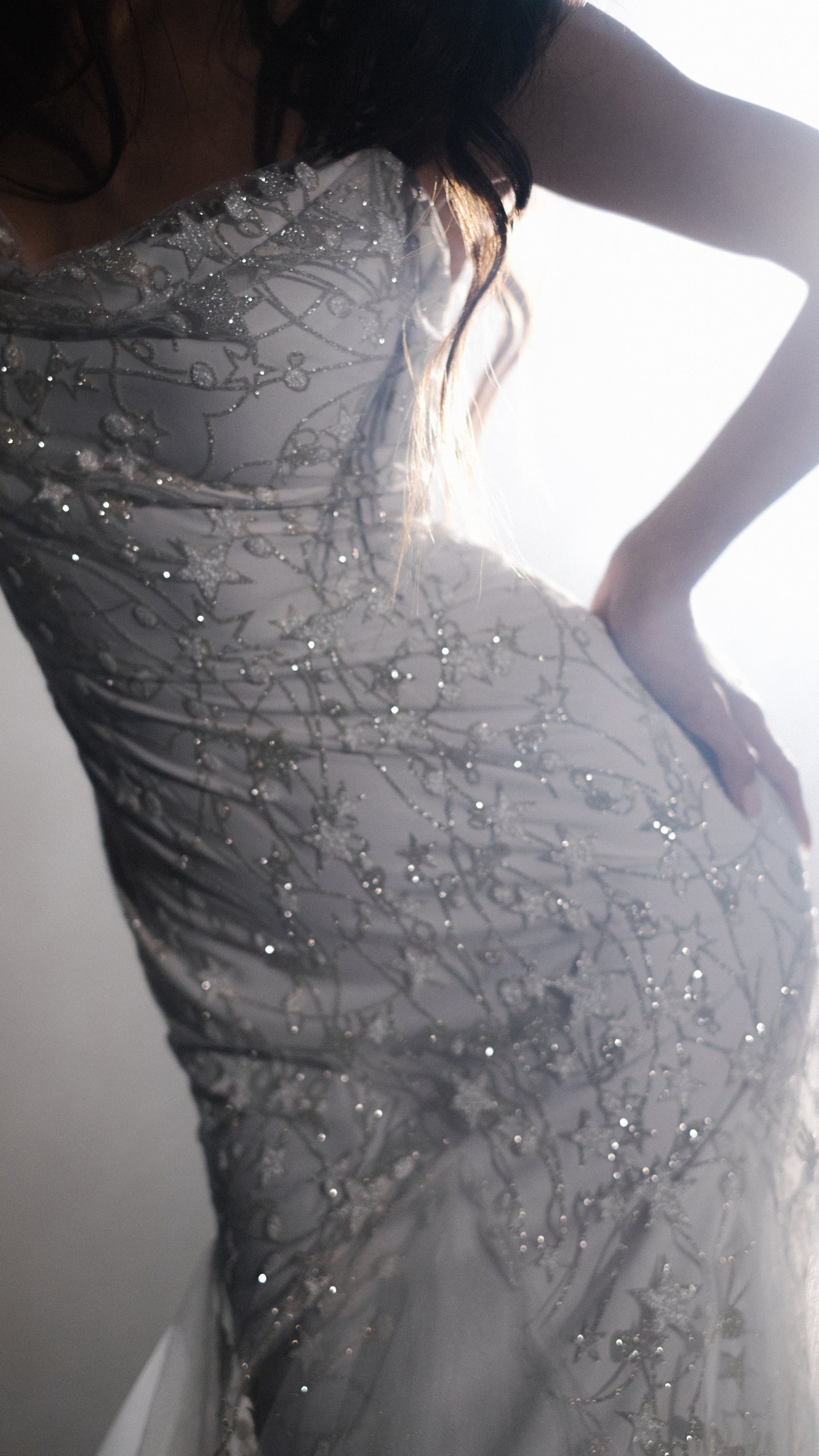 Ethereal Modern Elegant Fit and Flare Wedding Dress with Stars 2024