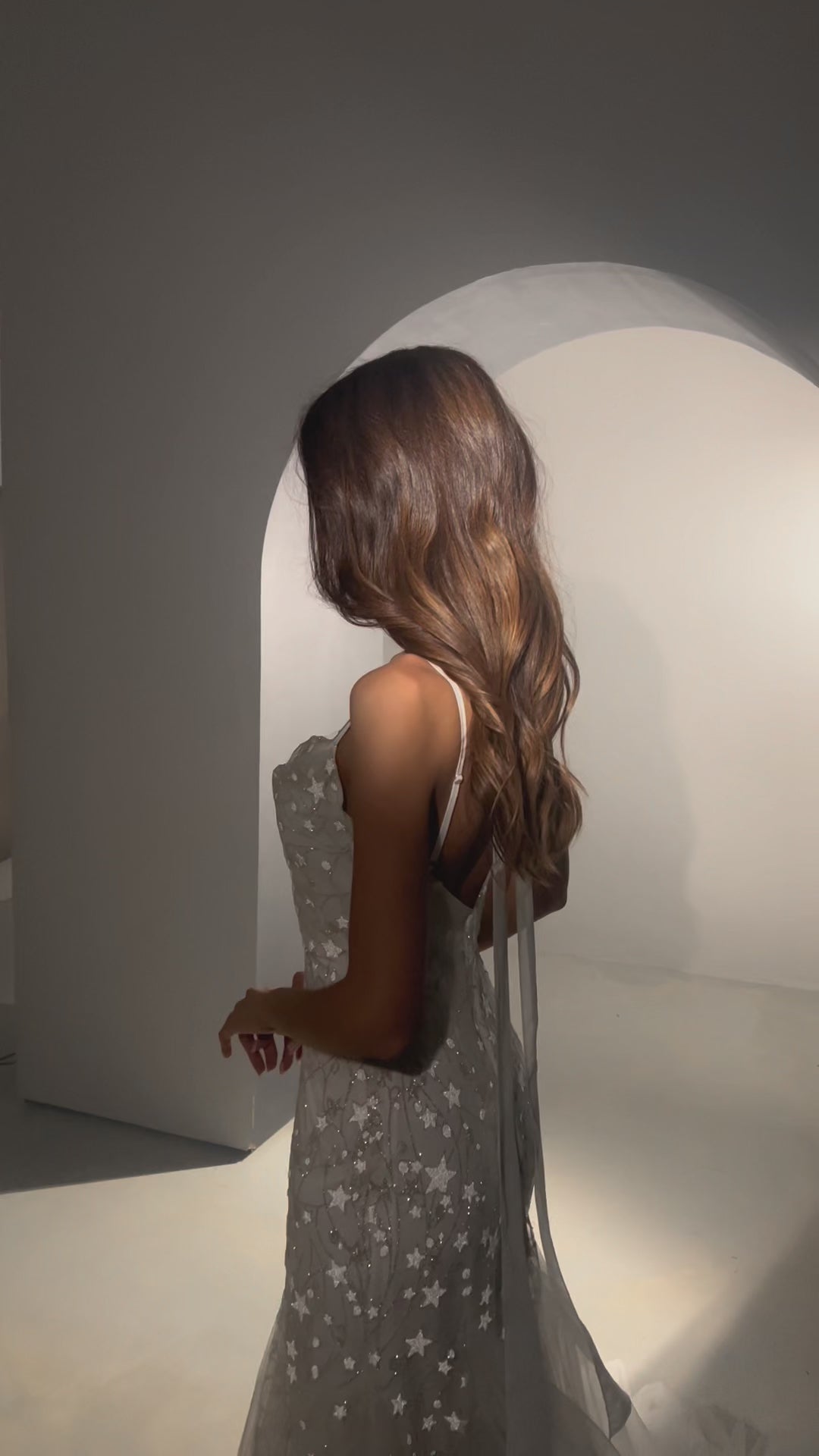 Ethereal Modern Elegant Fit and Flare Wedding Dress with Stars 2024