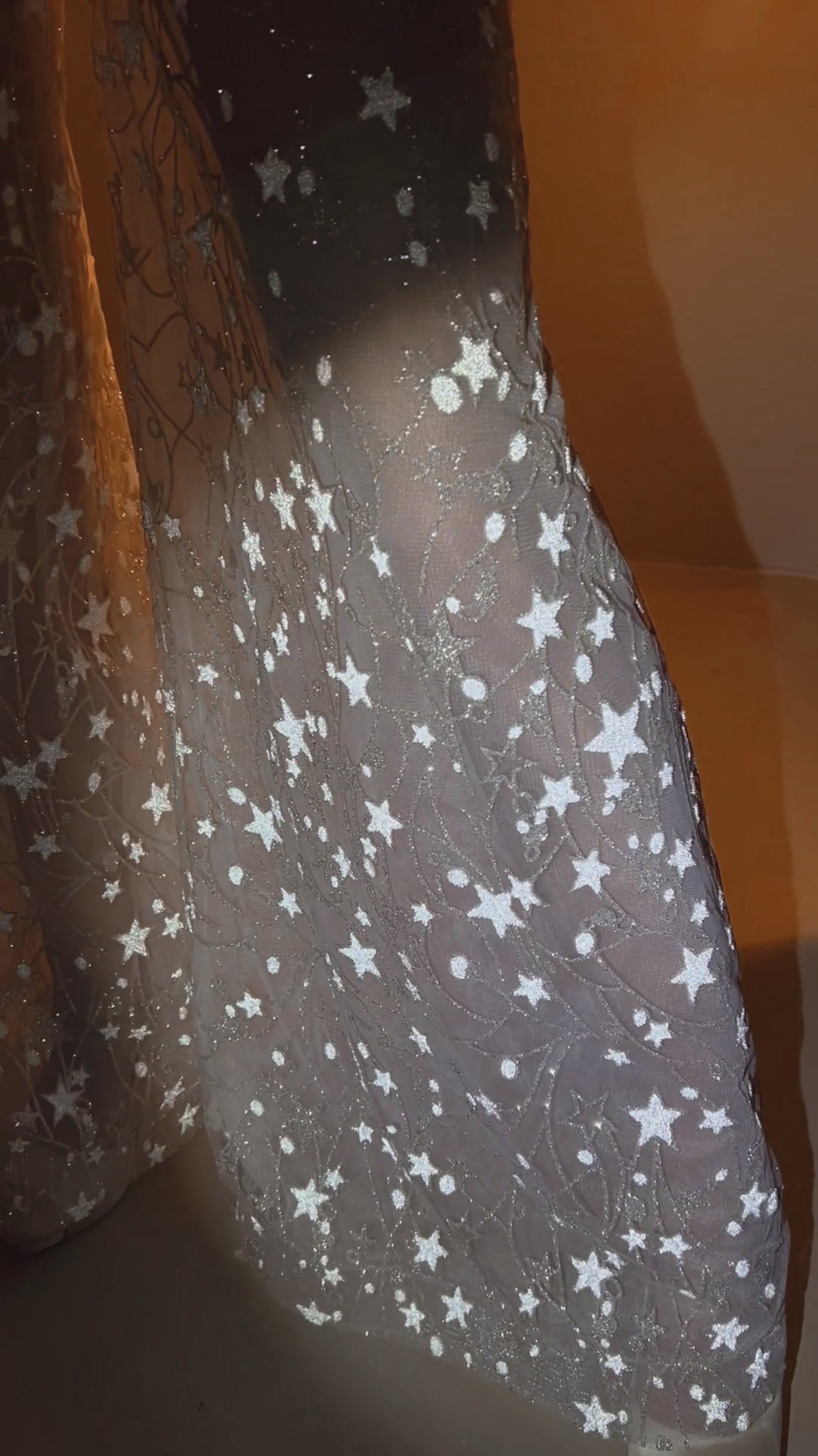 Cosmic Cowgirl Lace Bridal Pants with Glowing Stars Reception Outfit 2024