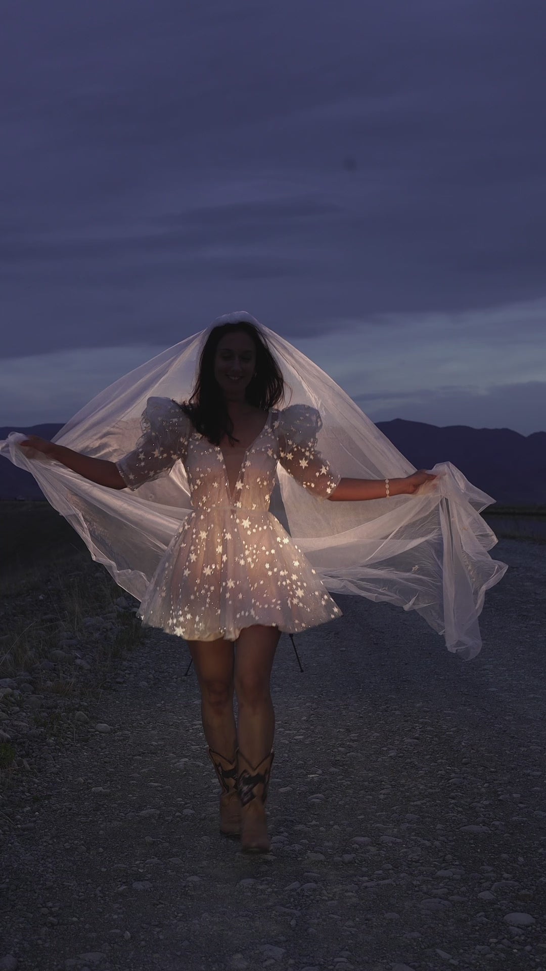 Short Wedding Dress with Puff Sleeves Bridal Reception Sparkly Mini