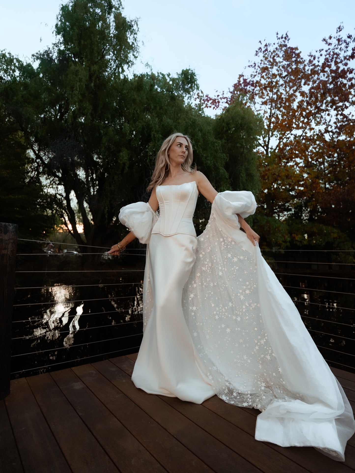 vogue editorial style wedding vintage inspired bridal cape with puff sleeves - 2025 2026 wedding dress trend, castle wedding, ceremony outfit by boom blush