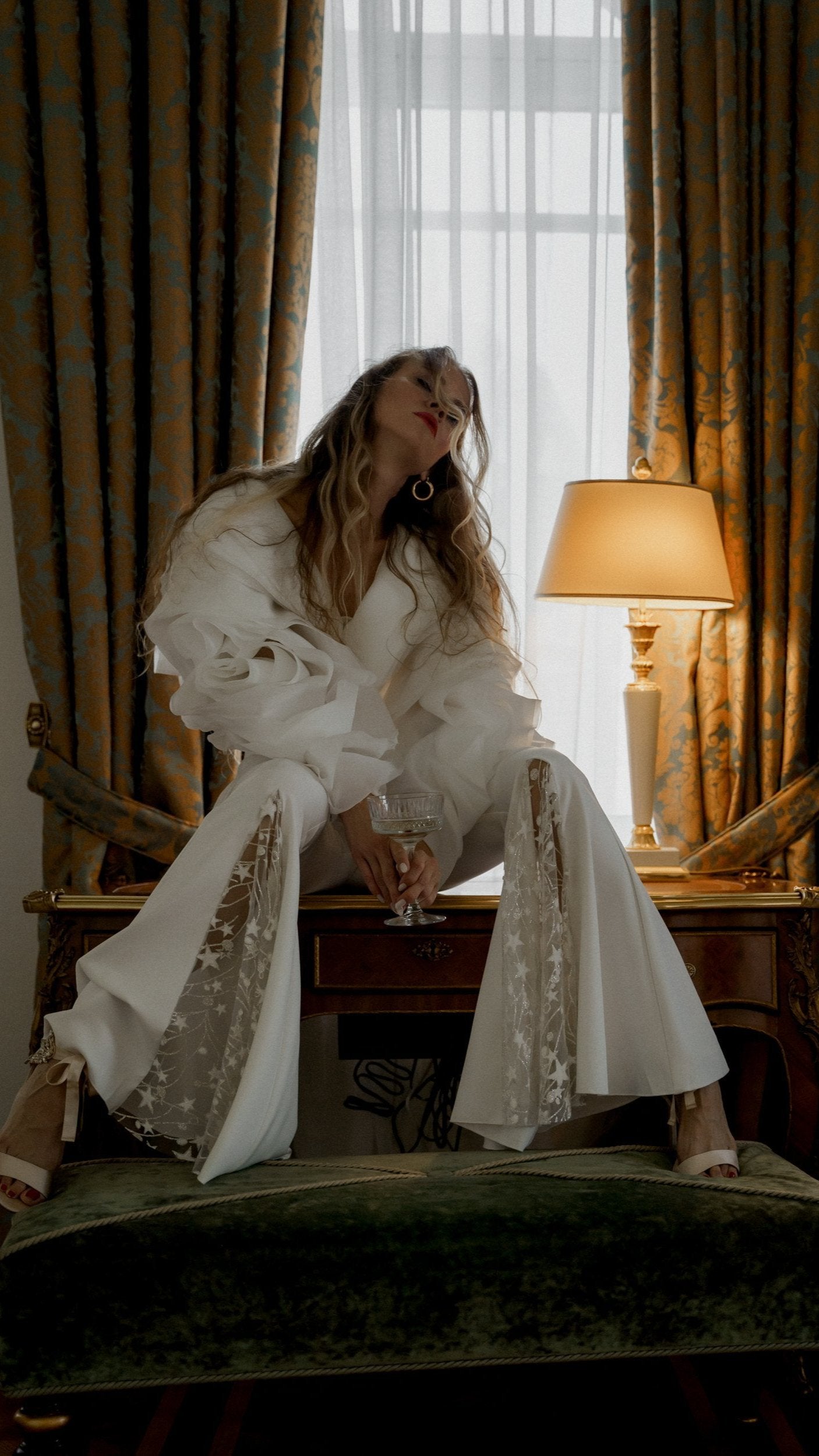 Sun Flares | Lace Starry Pants for the Editorial Vogue Bridal Party 2024 Boom Blush Sun Flares | Lace Starry Pants for the Editorial Vogue Bridal Party 2024 Boom Blush