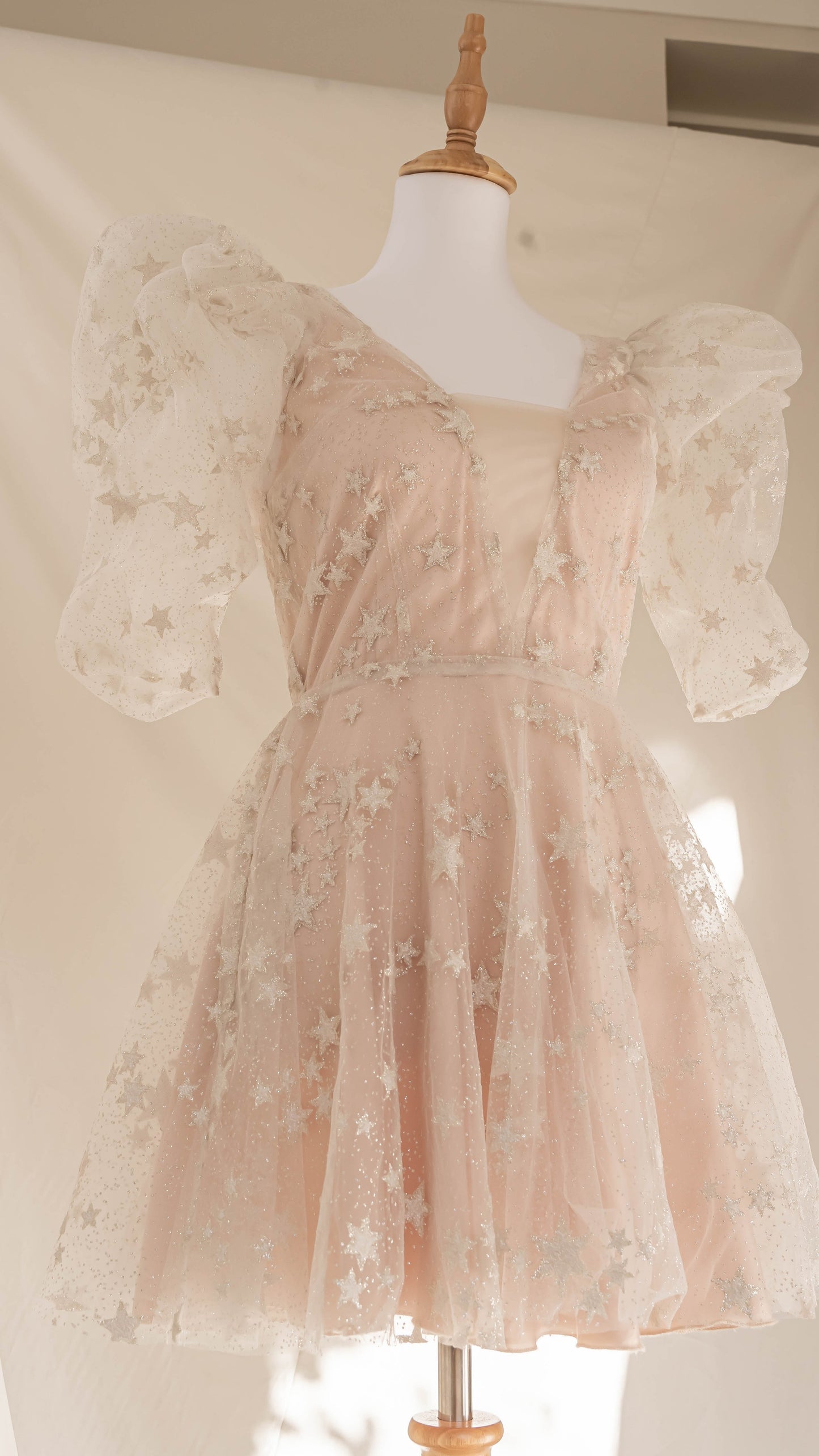 Short Wedding Dress with Puff Sleeves Bridal Reception Sparkly Mini