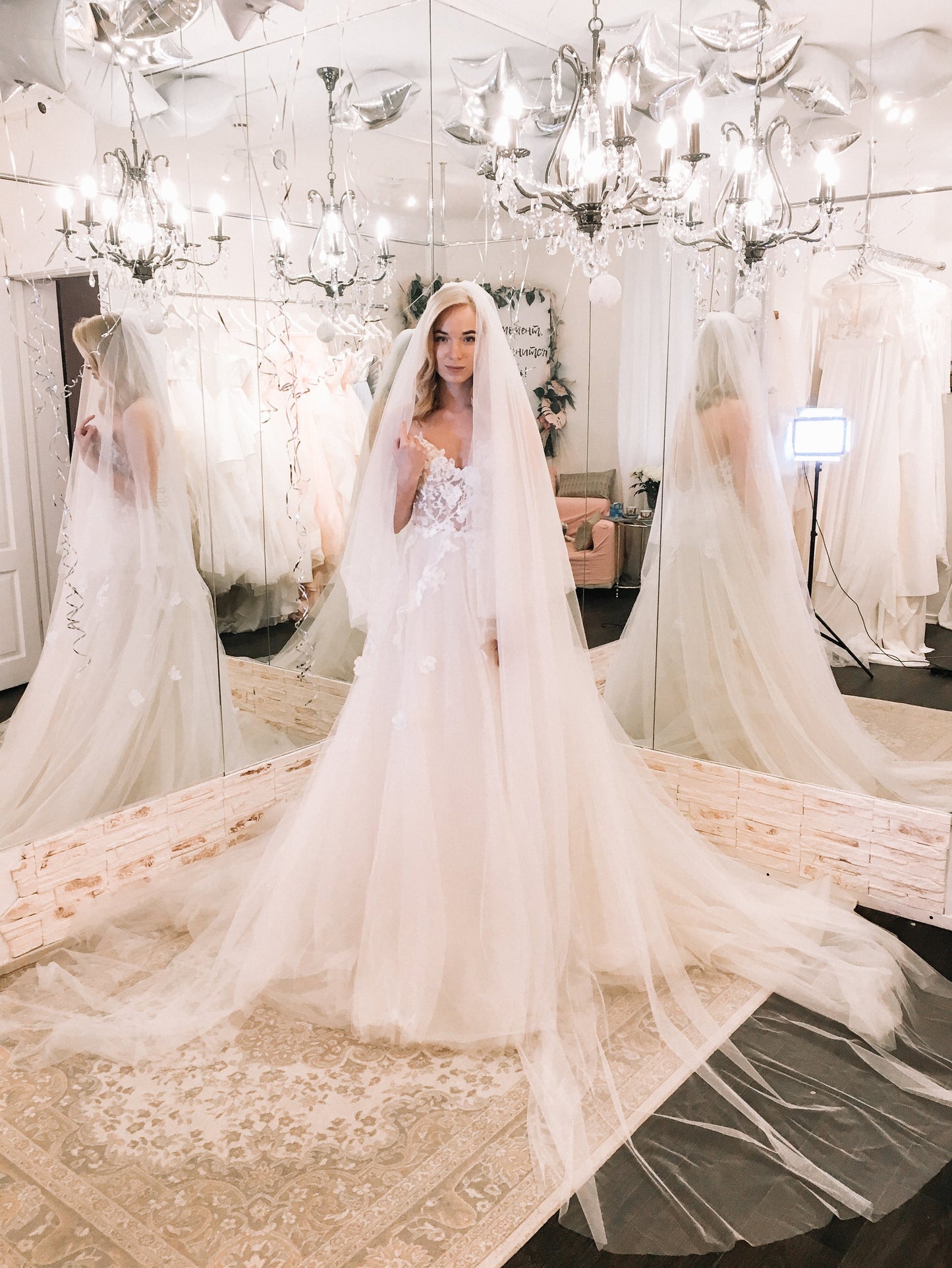 Cathedral Wedding Veil with Blusher - Bridal Goals 2024