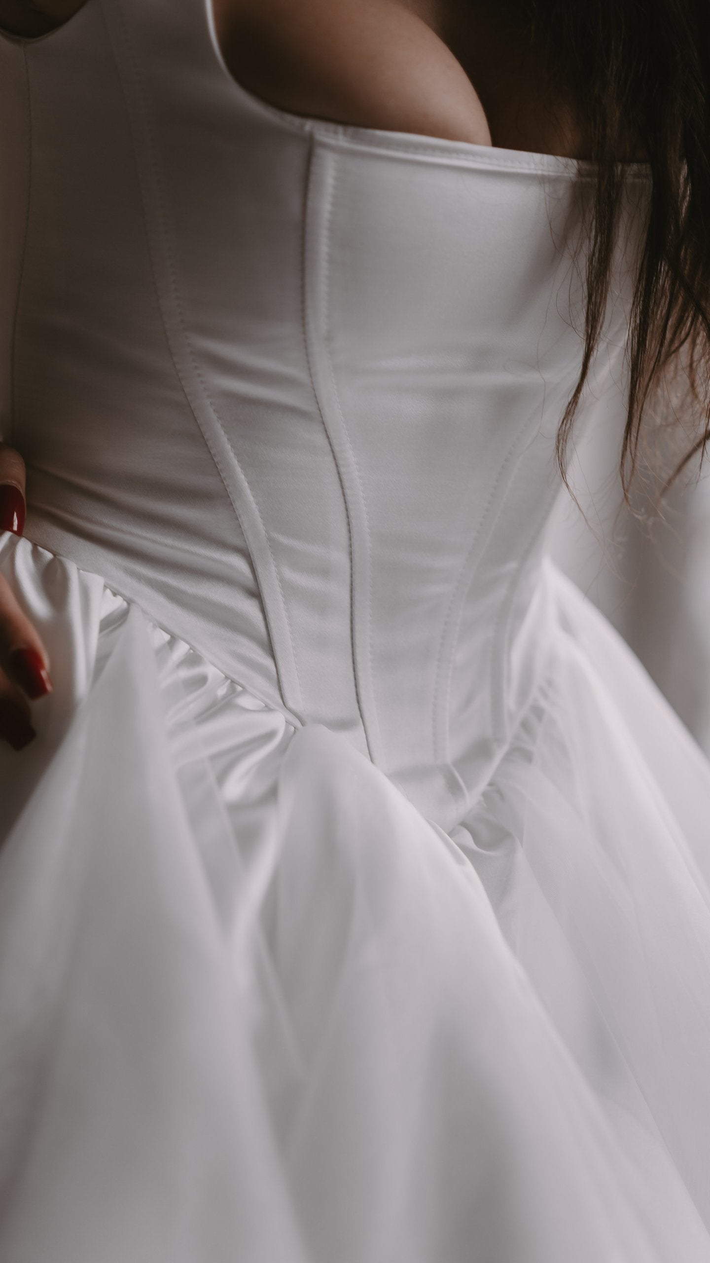 Short Wedding Dress with Basque Dropped Waist | Bridal Mini Corset 2024