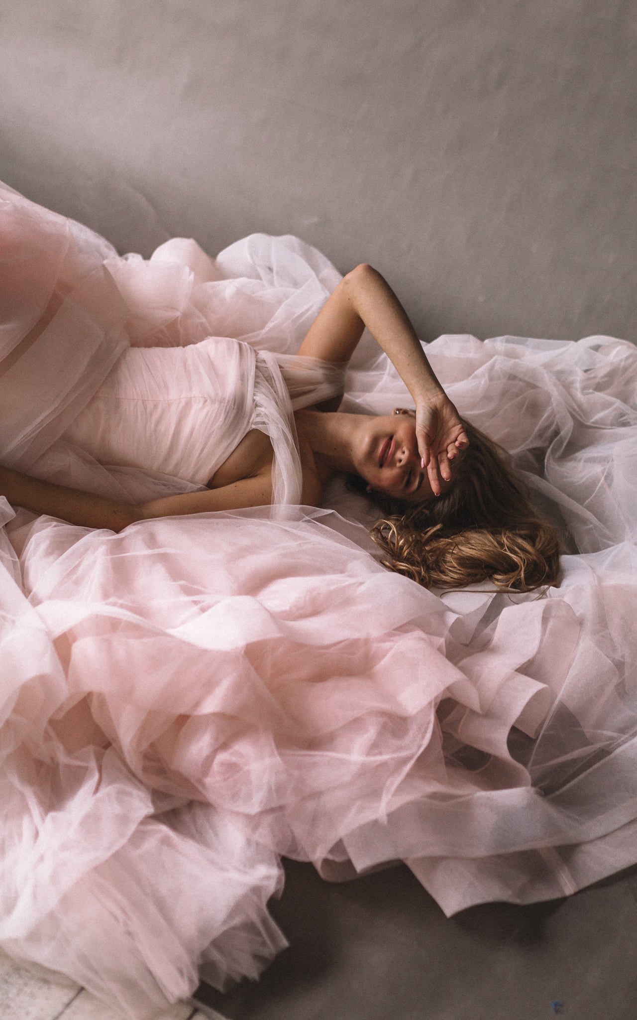 Blush Pink Fit & Flare Wedding Dress: Colored Wedding Dress Elegance