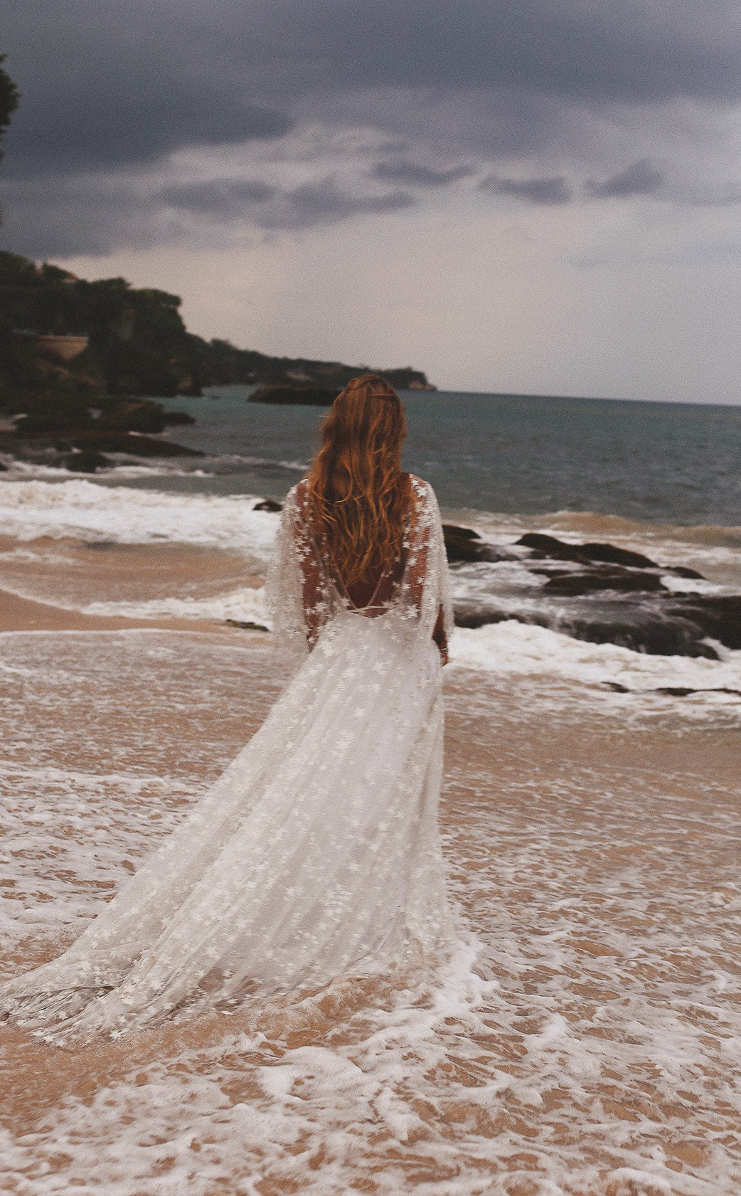 Fairytale Ethereal Dream Elegant Modern Long Sleeve Wedding Dress with Stars