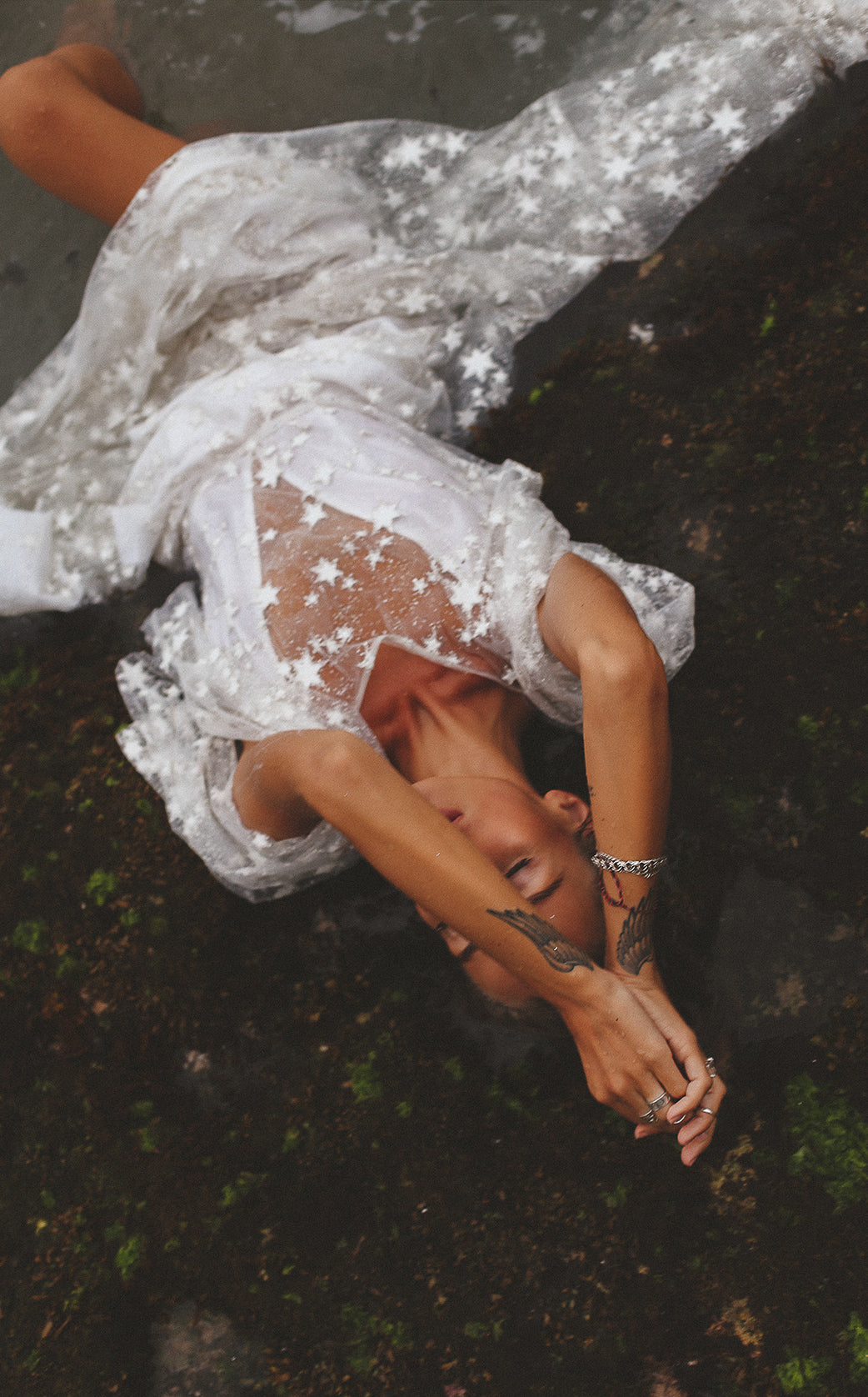 Fairytale Ethereal Dream Elegant Modern Long Sleeve Wedding Dress with Stars