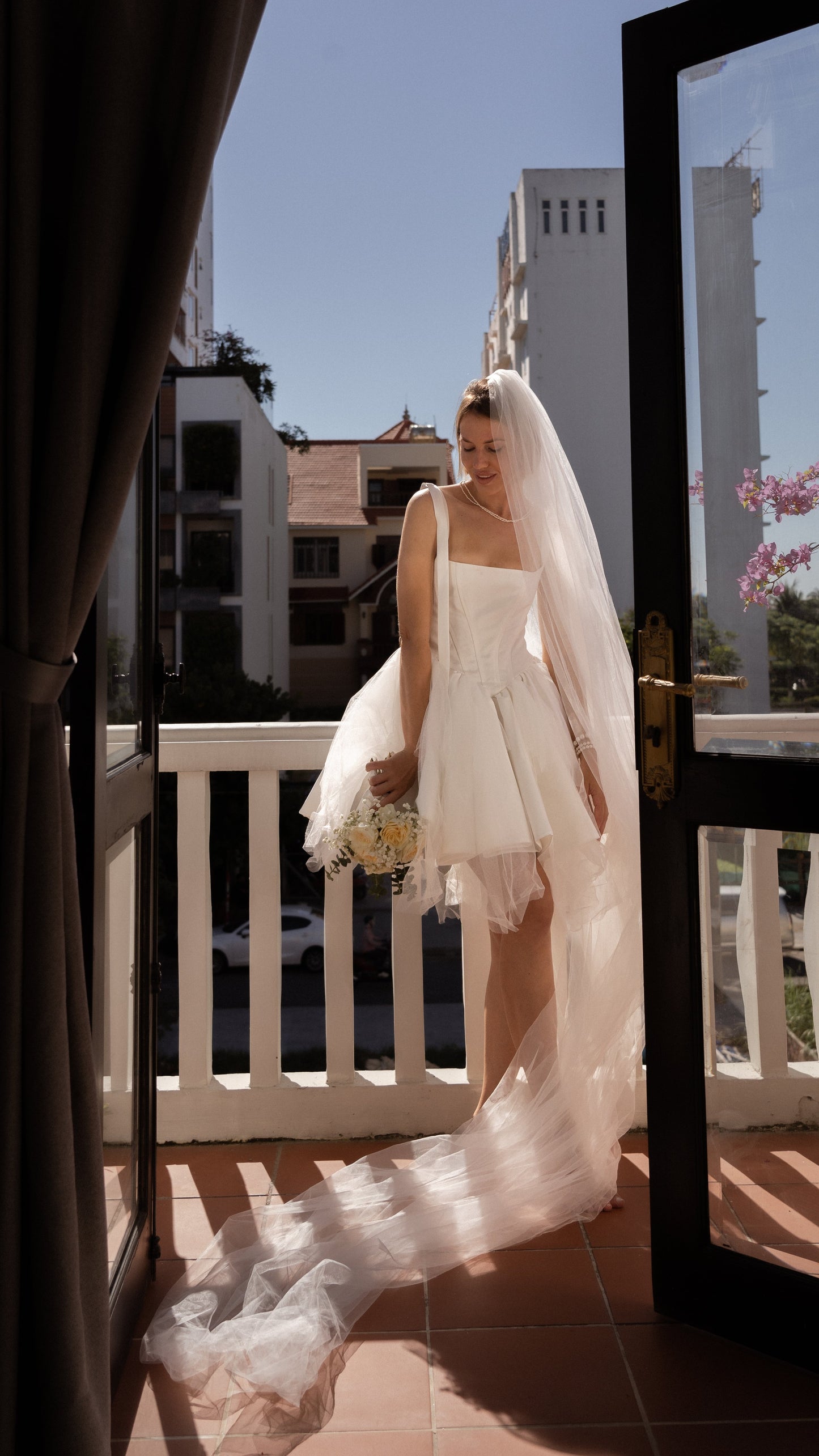 Short Wedding Dress with Basque Dropped Waist | Bridal Mini Corset 2024
