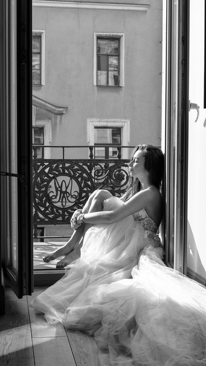 Romantic Floral Lace Wedding Dress Ethereal Gown 2024