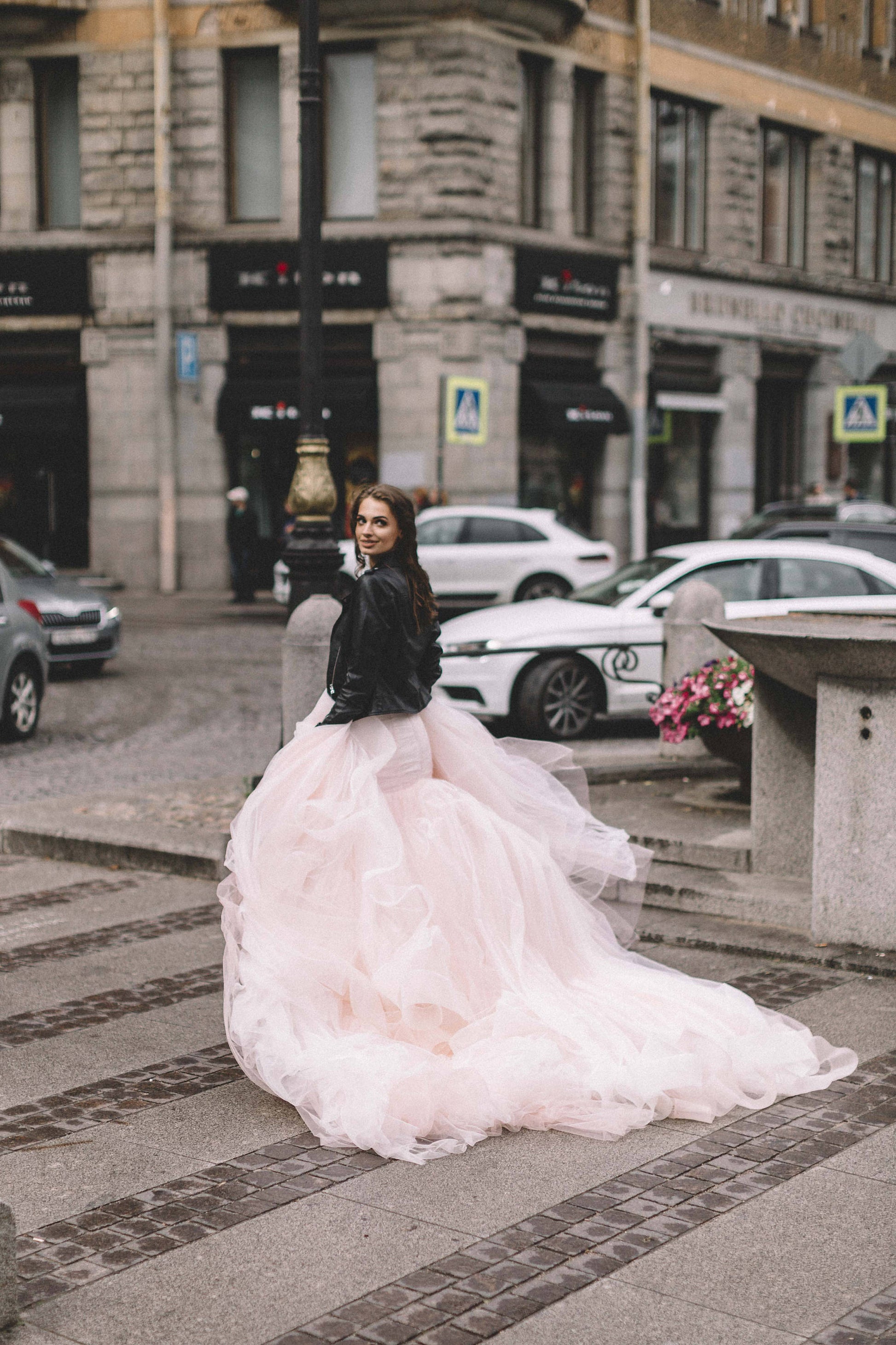 Blush Pink Fit & Flare Wedding Dress: Colored Wedding Dress Elegance