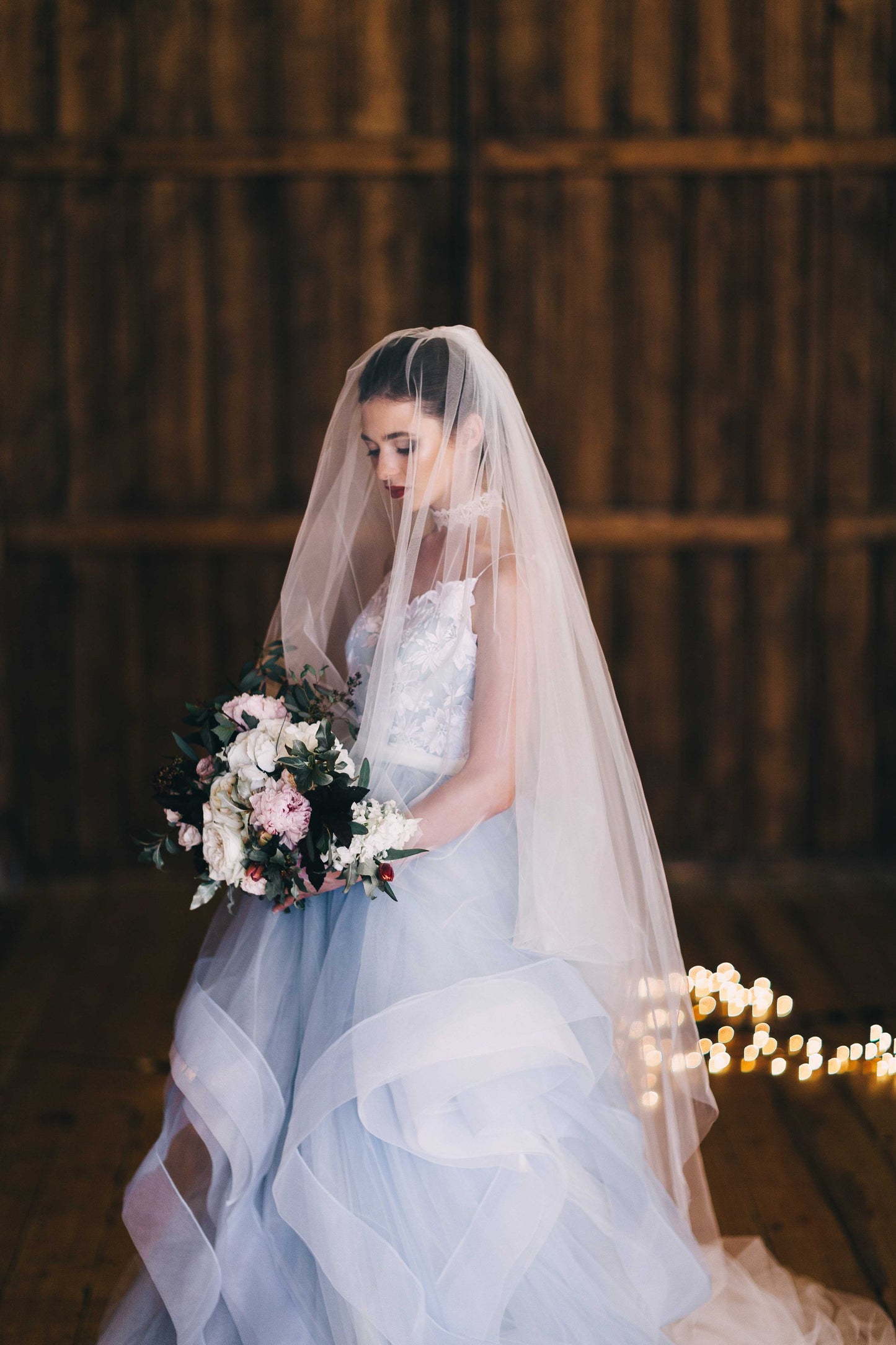 Cathedral Wedding Veil with Blusher - Bridal Goals 2024 blue wedding dress barn wedding