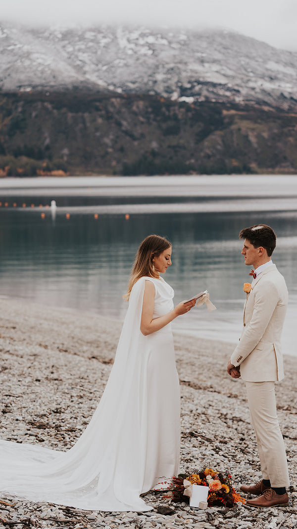 Aurora: Ethereal Satin and Silk Chiffon Wedding Gown | Customizable ...