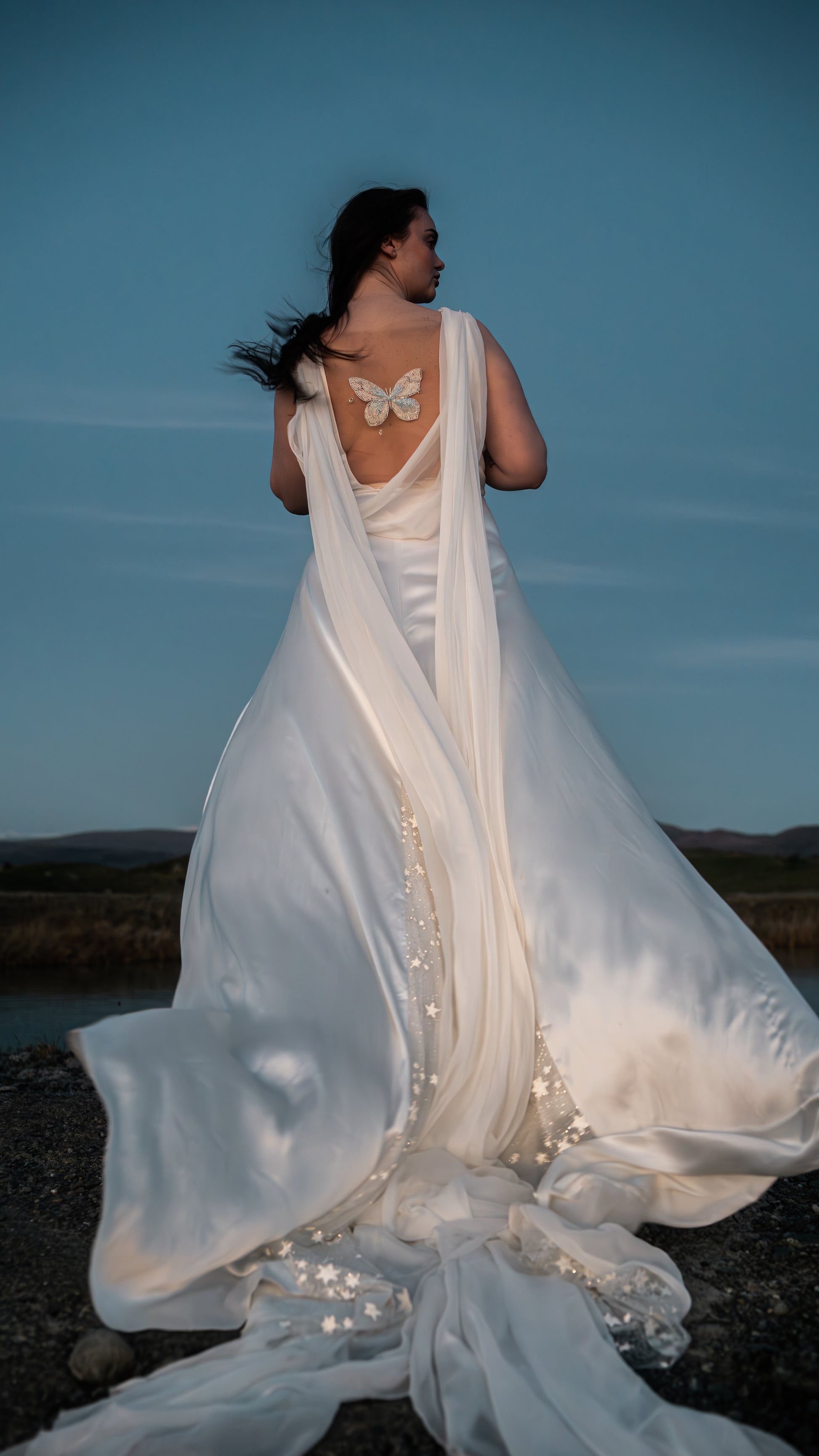 Aurora: Ethereal Satin and Silk Chiffon Wedding Gown | Customizable, Size-Inclusive Luxury Bridal Wear Boom Blush Aurora: Ethereal Satin and Silk Chiffon Wedding Gown | Customizable, Size-Inclusive Luxury Bridal Wear Boom Blush