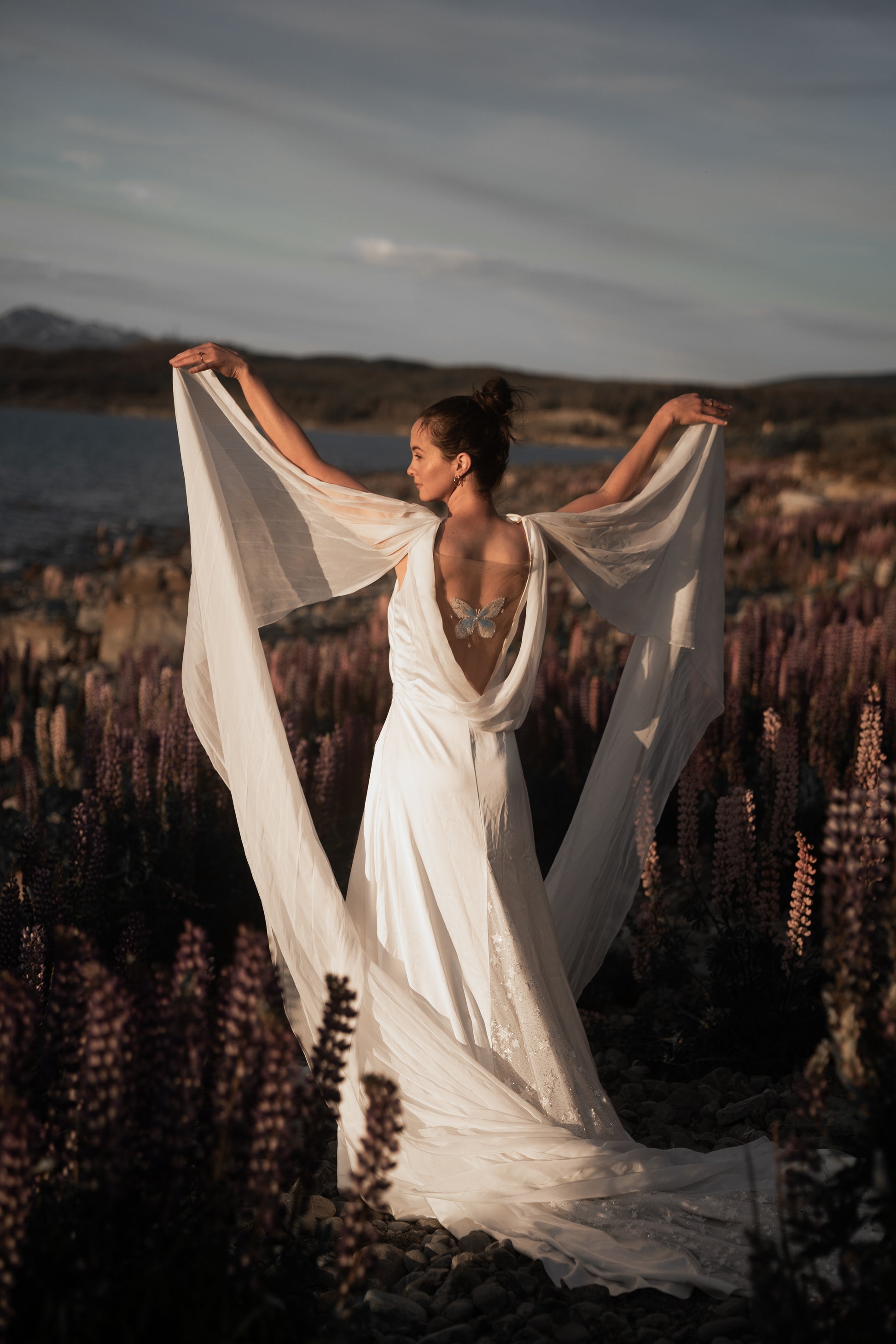 knee length dresses for ladies Aurora: Ethereal Satin and Silk Chiffon Wedding Gown knee length dresses for ladies Aurora: Ethereal Satin and Silk Chiffon Wedding Gown
