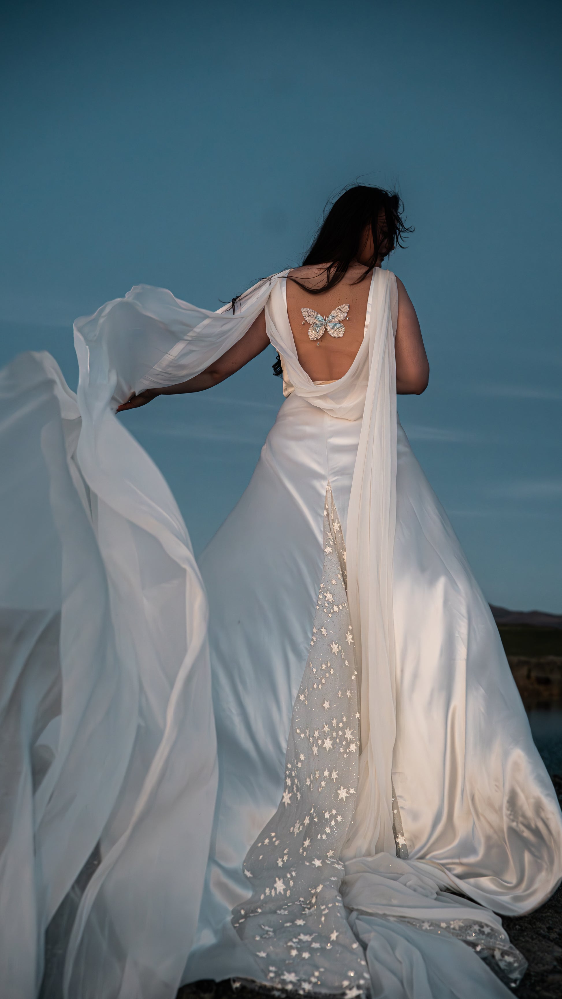 Aurora: Ethereal Satin and Silk Chiffon Wedding Gown