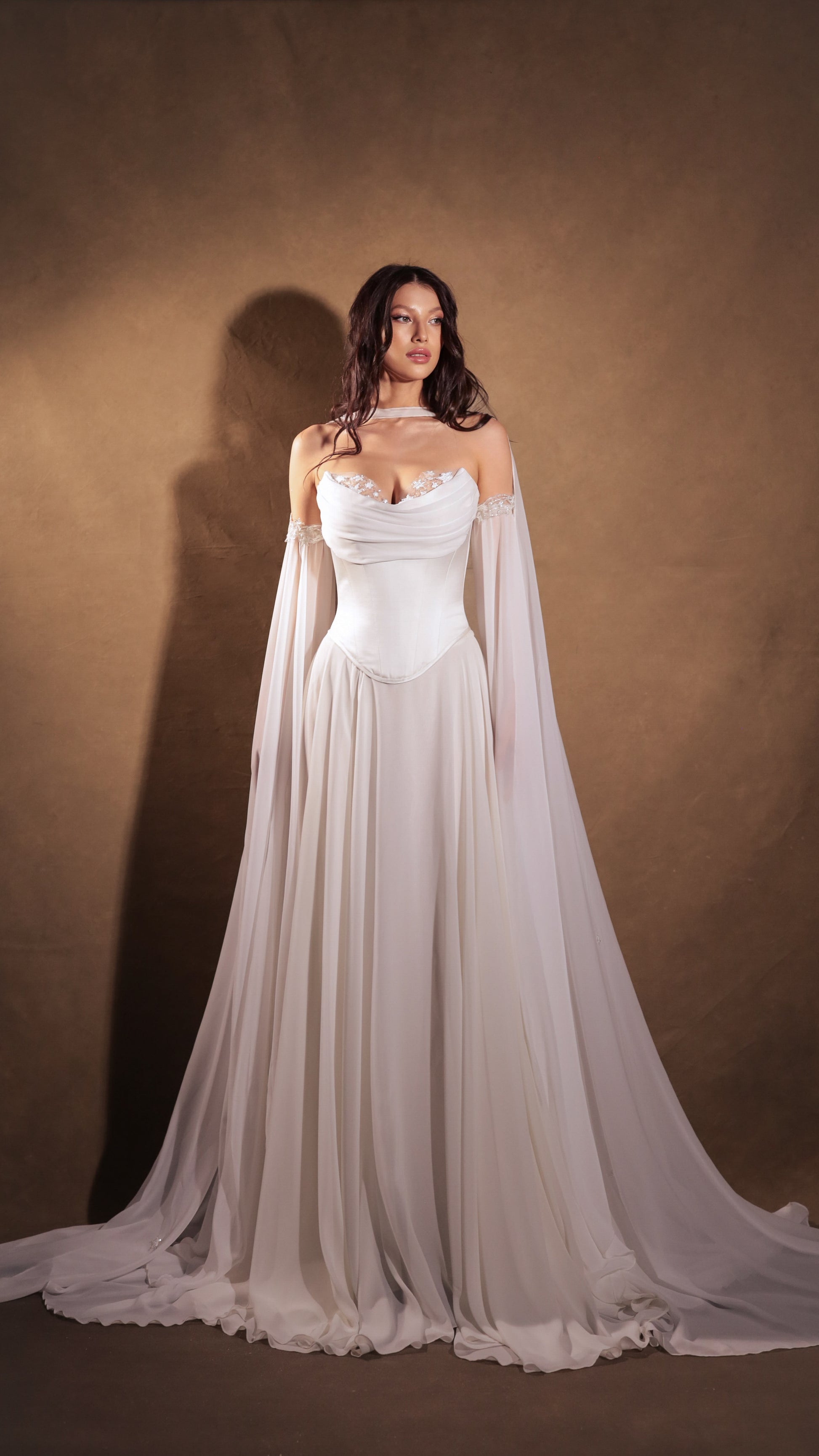 bridal dresses with sleeves Elegant Ethereal Fairytale Detachable Long Sleeves Feyre Gown by Boom Blush 2024 2025