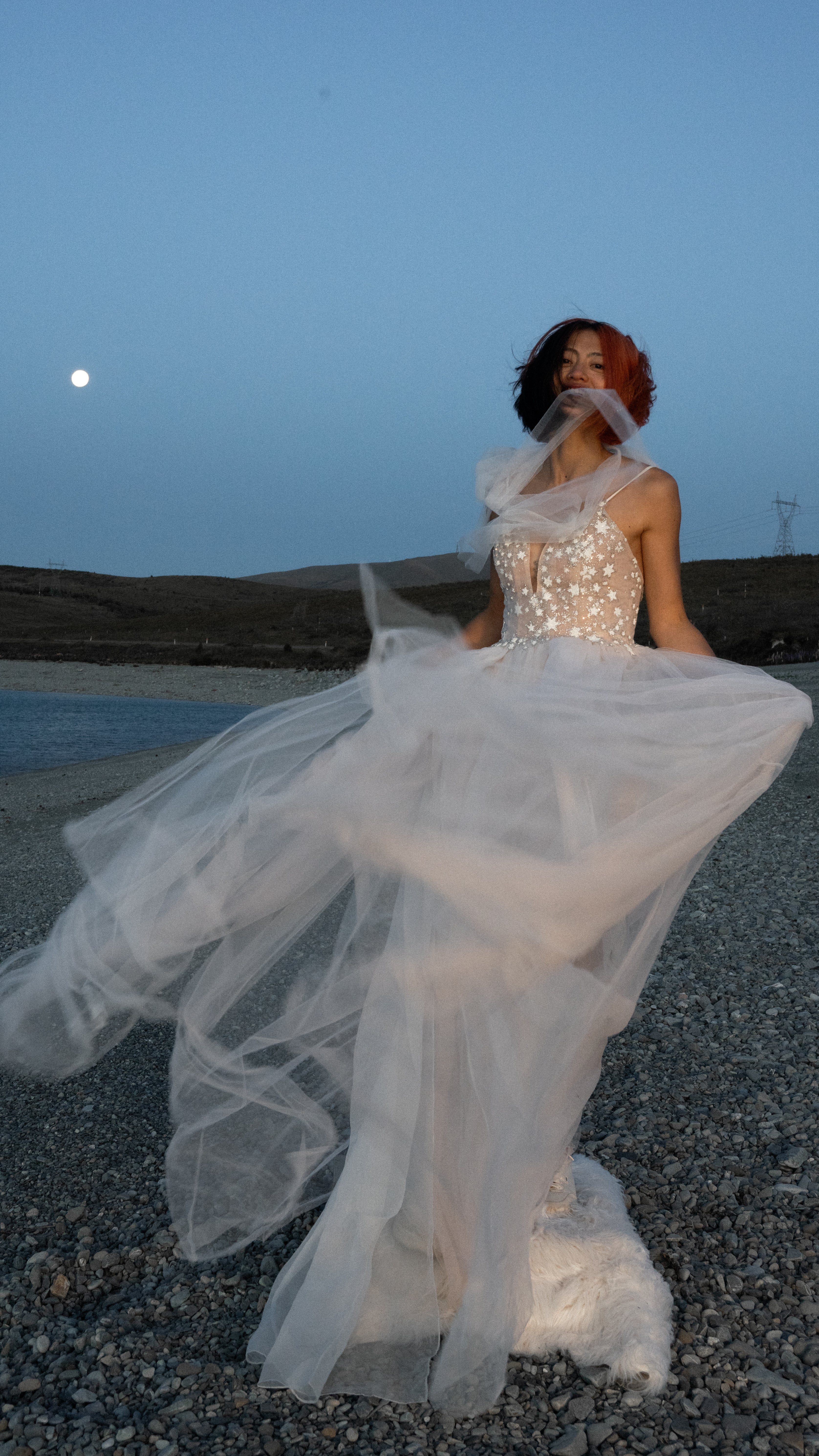 Blush pink shop tulle wedding dress