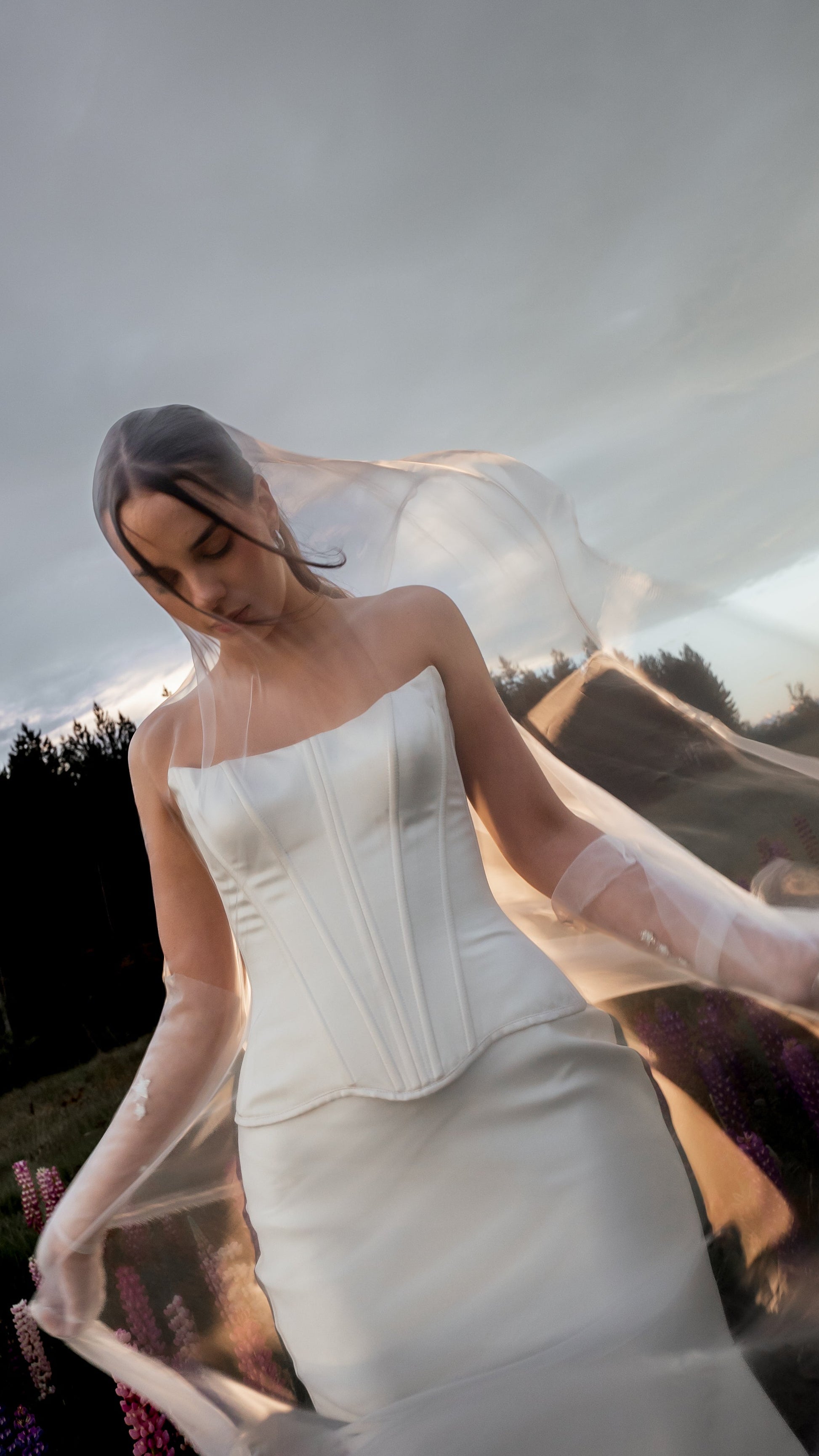 2026 2027 satin silk wedding dress with drop waist and puff sleeve cape, modern bridal outfit 