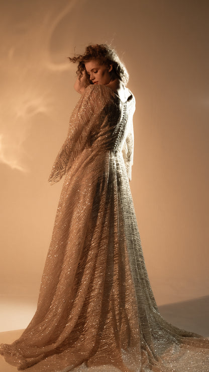 Beige Sparkly Wedding Dress – Galaxy 2.0 Celestial Bridal Gown 2025 2026 – Boom Blush