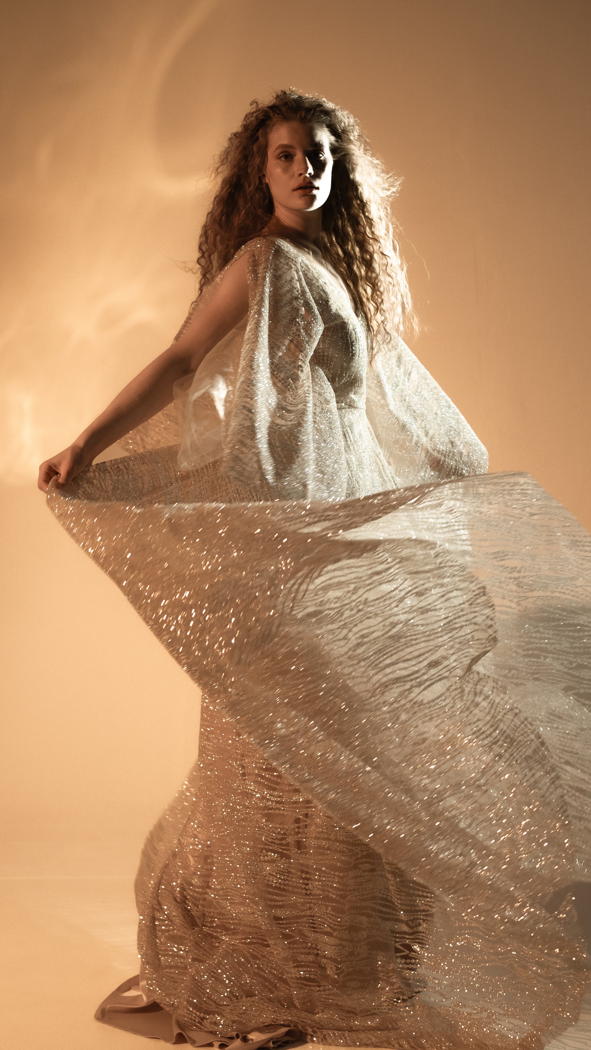 Beige Sparkly Wedding Dress – Galaxy Celestial Bridal Gown