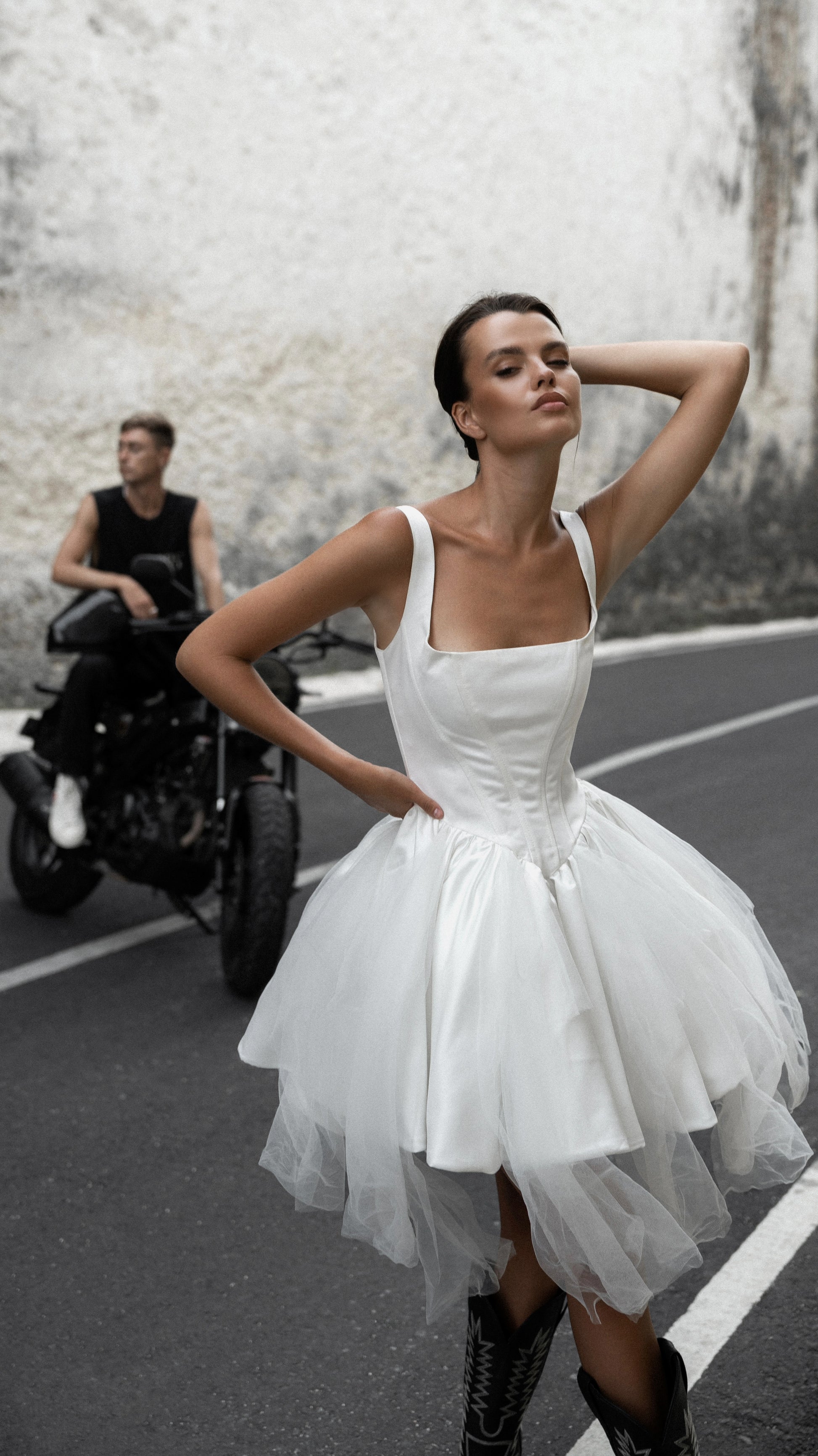 Swan: Corset Satin Bridal Mini  Simple Reception & Courthouse Wedding Dress  with Basque Waistline – Boom Blush