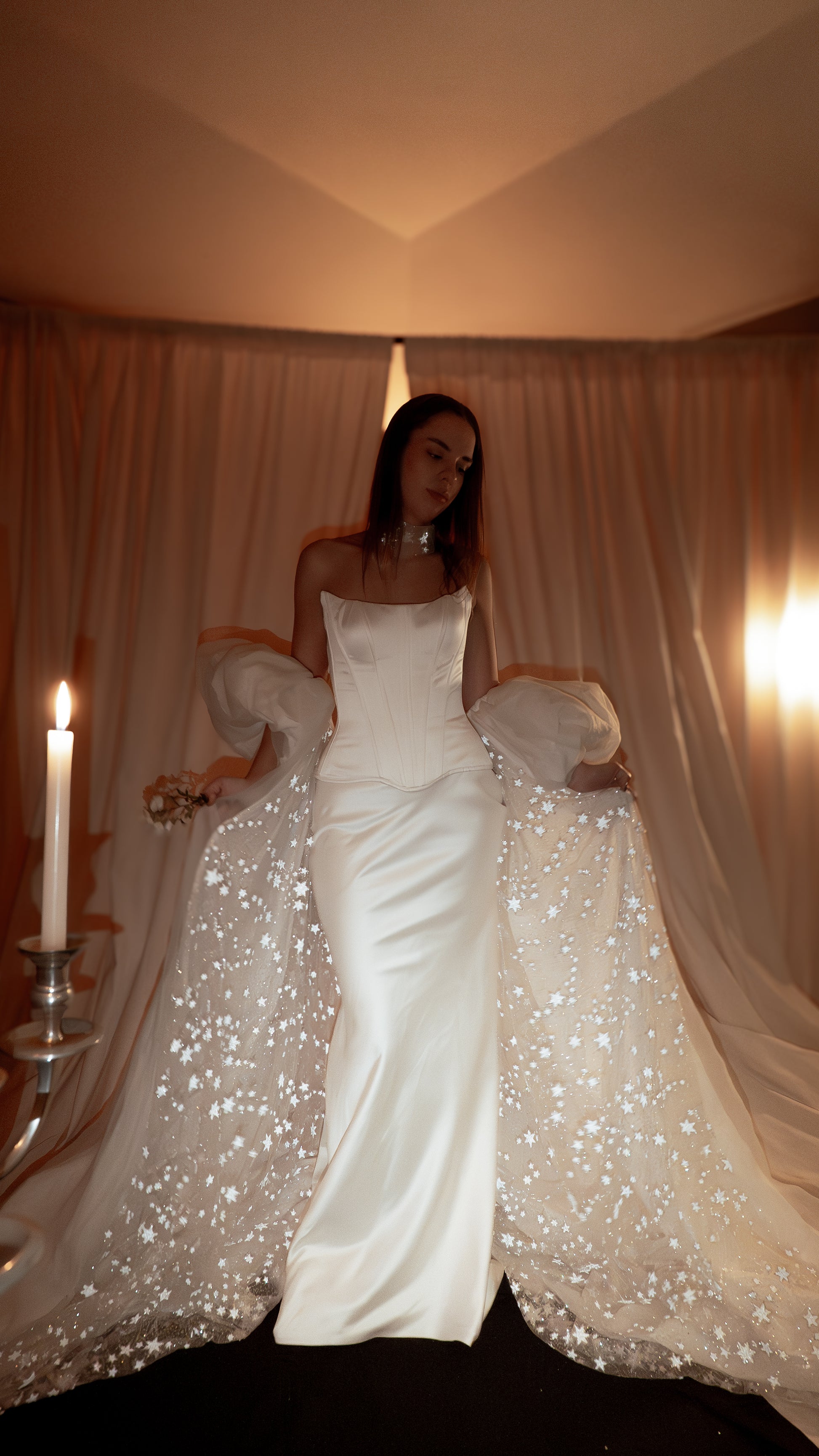 open lace back dress Vintage Cape for Modern Elegant Bride
