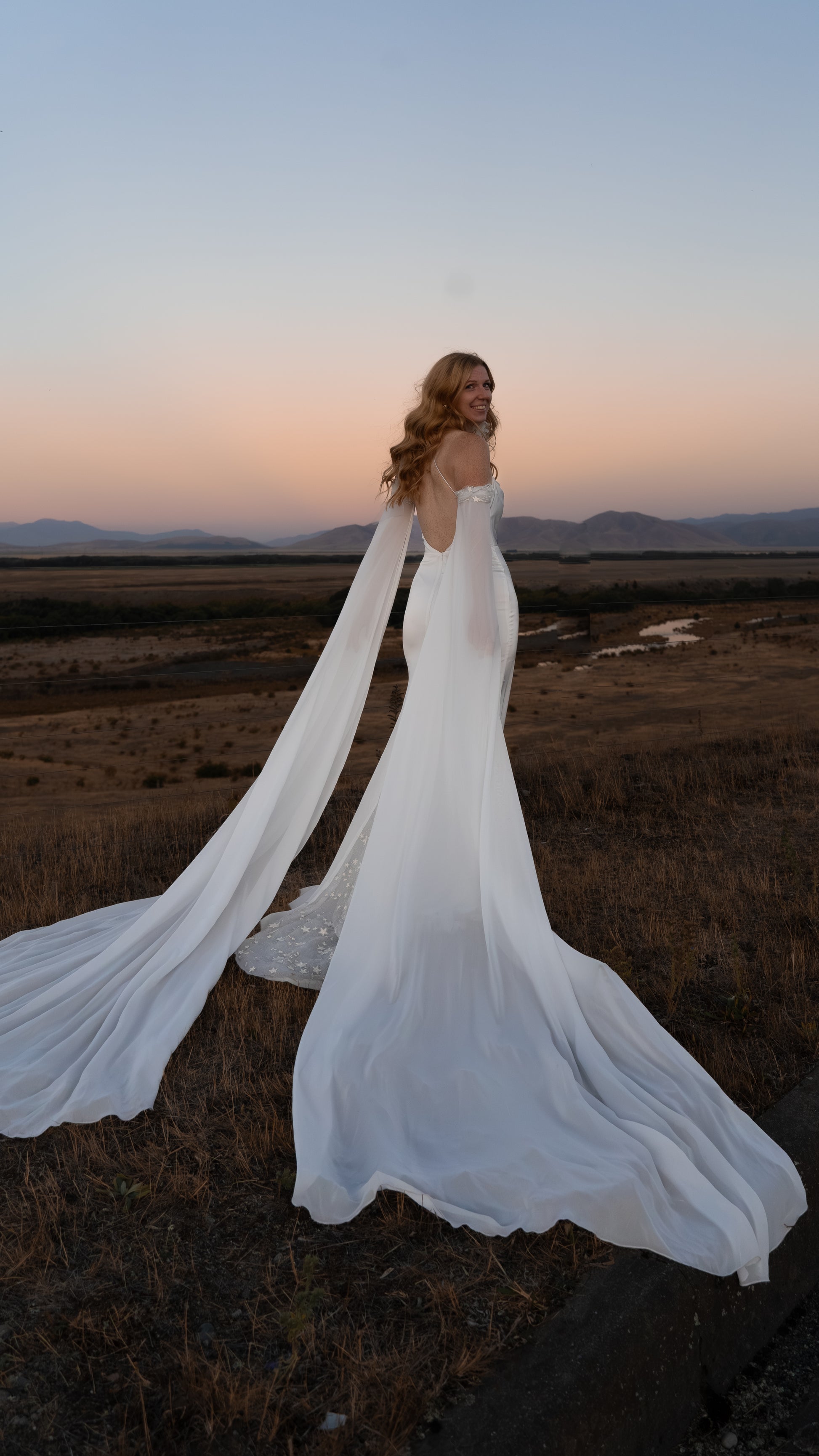 ethereal fairy wedding dress with long sleeves Whimsical Fairy Wedding dress WonderlandByLilian