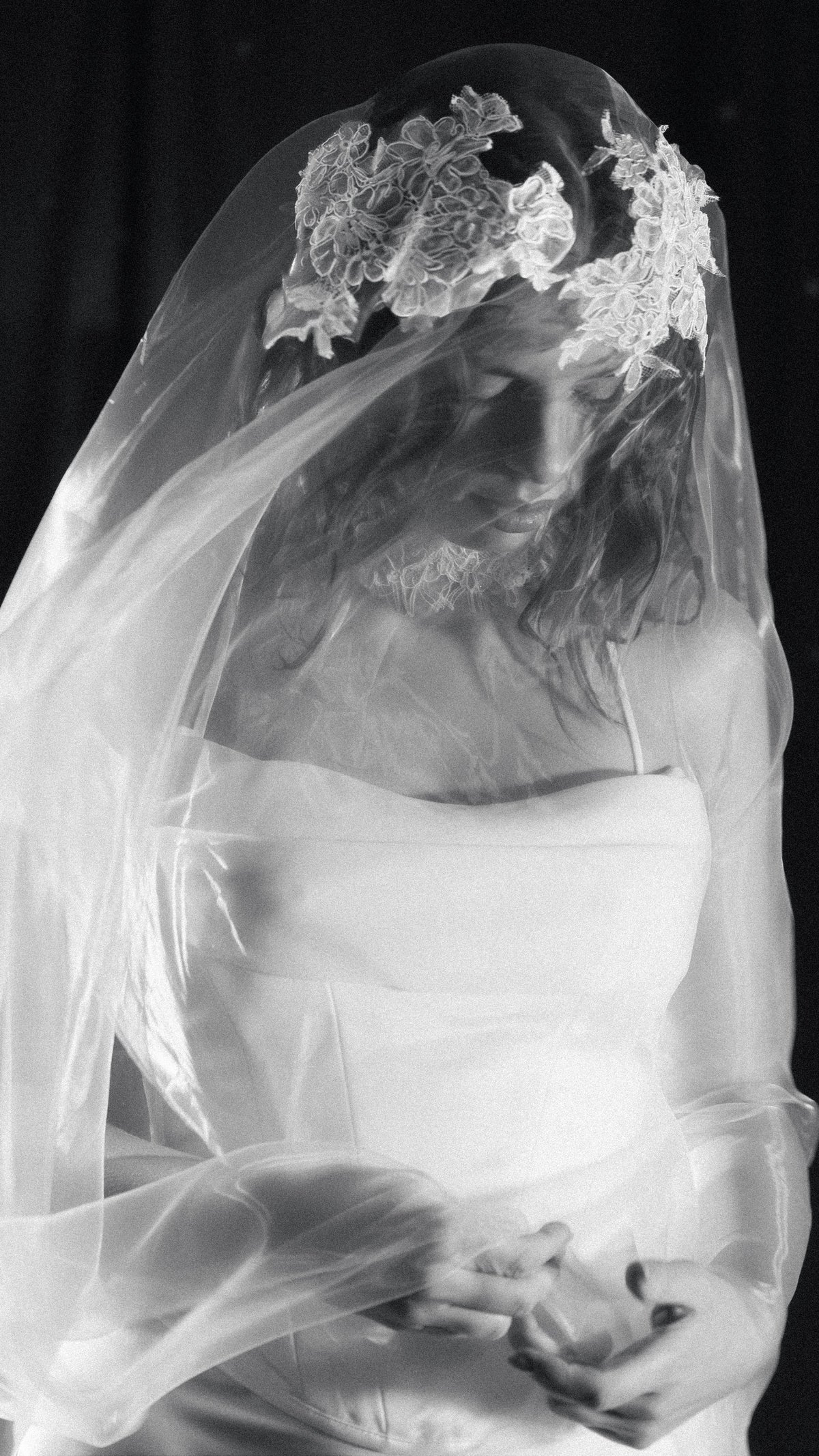 lace mantilla super organza veil with blusher 