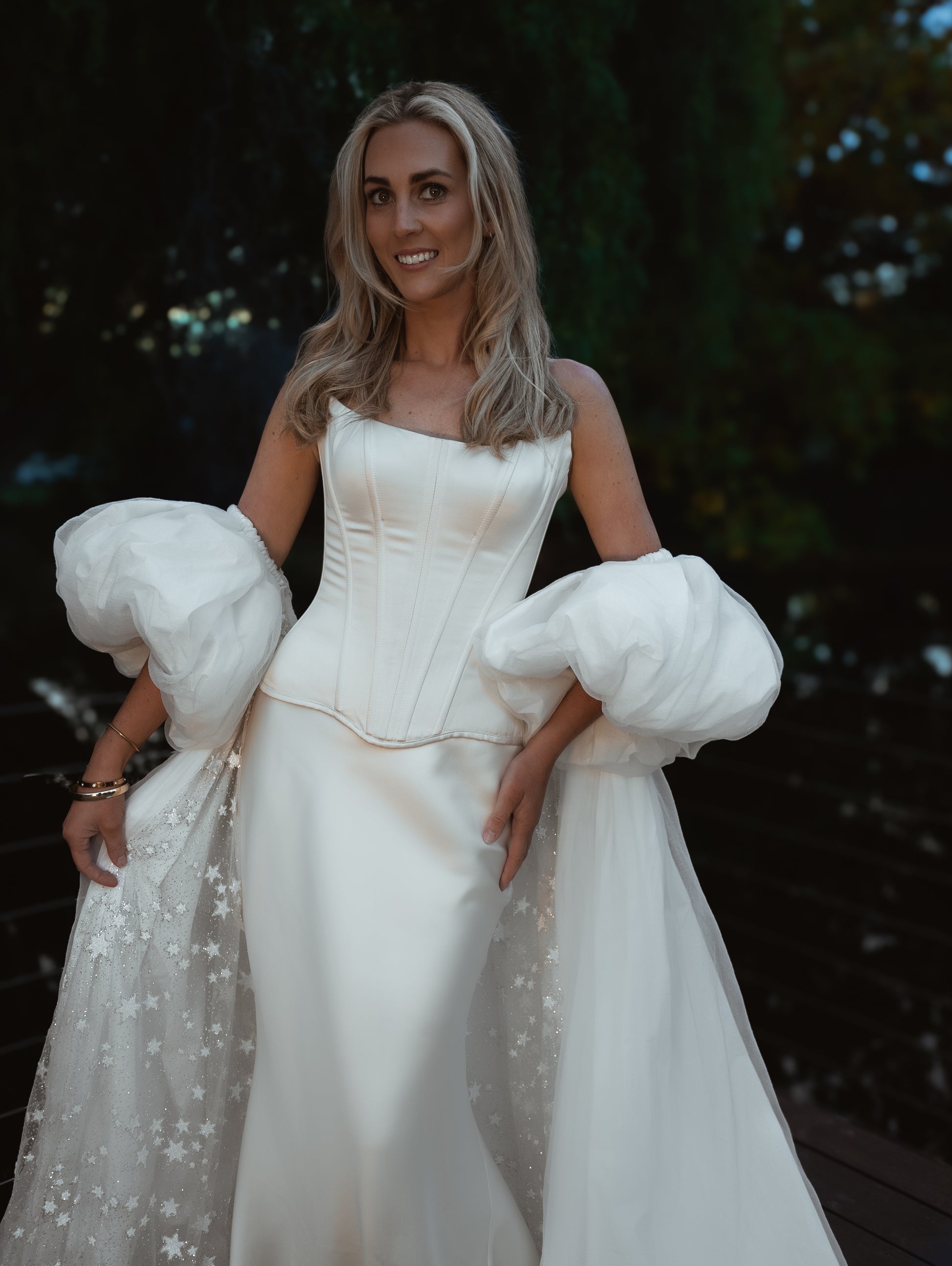 vogue editorial style wedding vintage inspired bridal cape with puff sleeves - 2025 2026 wedding dress trend, castle wedding, ceremony outfit by boom blush