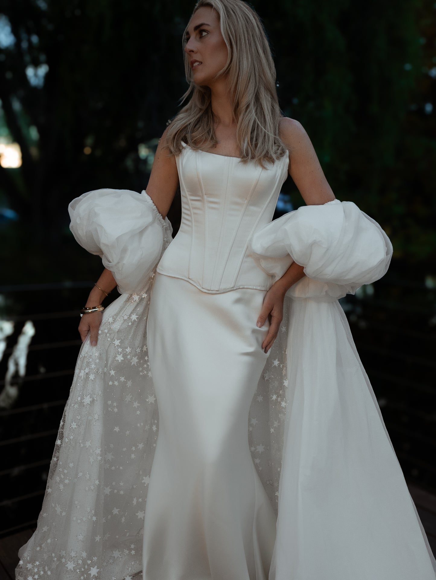 vogue editorial style wedding vintage inspired bridal cape with puff sleeves - 2025 2026 wedding dress trend, castle wedding, ceremony outfit by boom blush