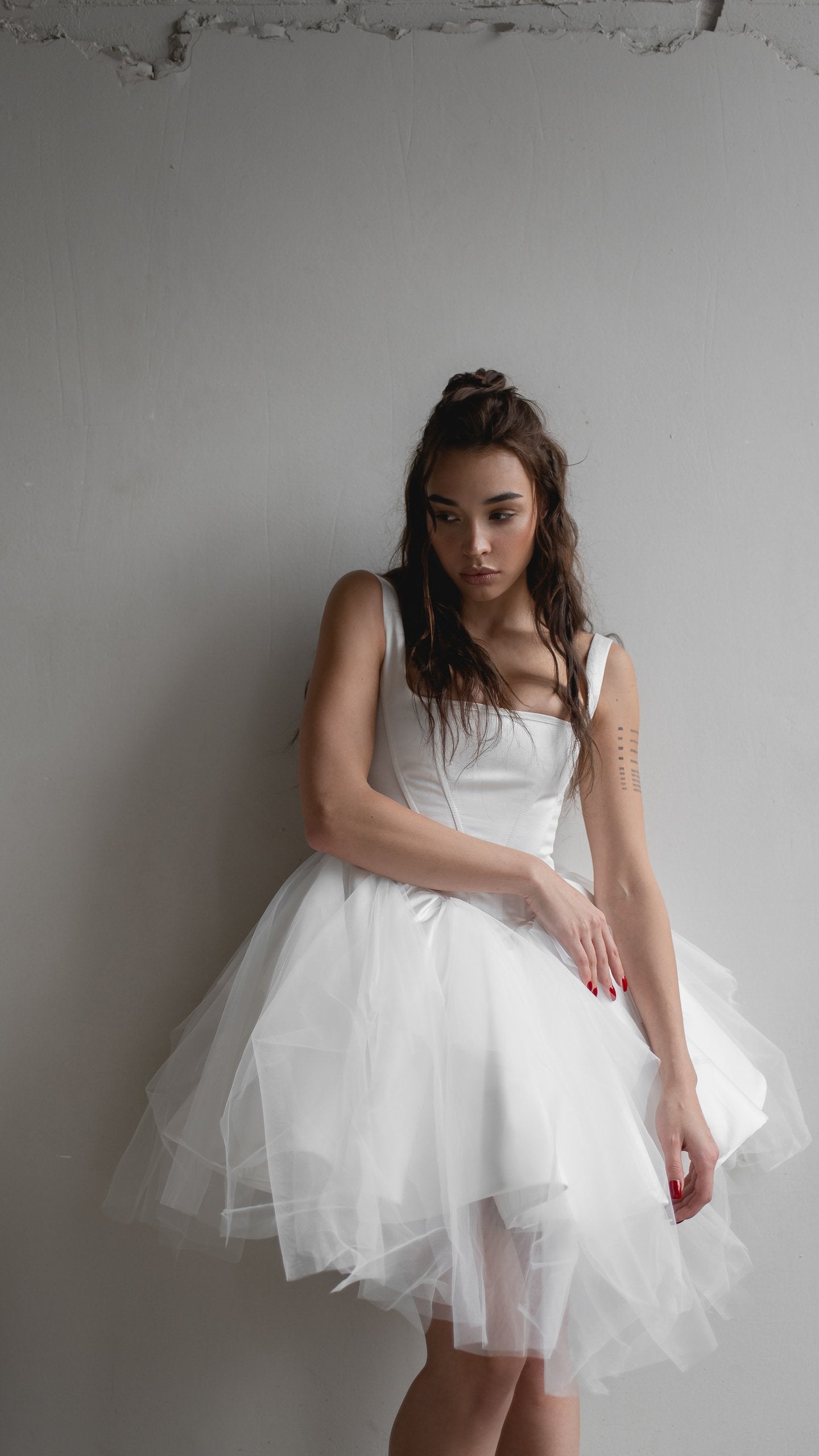 Swan: Corset Satin Bridal Mini Simple Reception Courthouse