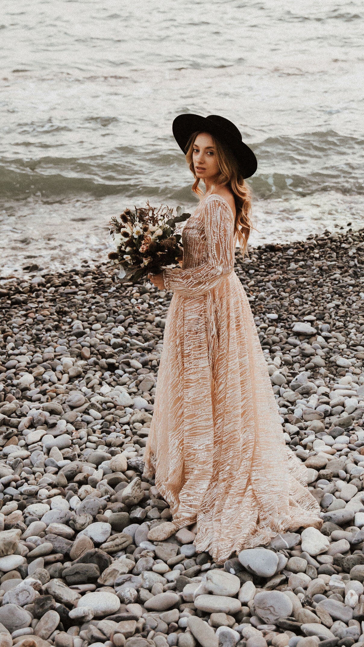 Dream Sparkly Wedding Dress with Long Sleeves A-line Plus Size 2024 Boom Blush Dream Sparkly Wedding Dress with Long Sleeves A-line Plus Size 2024 Boom Blush